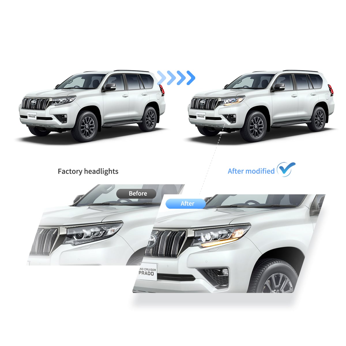 (PRENOTA) Fanali Anteriore Completo per Toyota Land Cruiser Prado (2018>) a LED