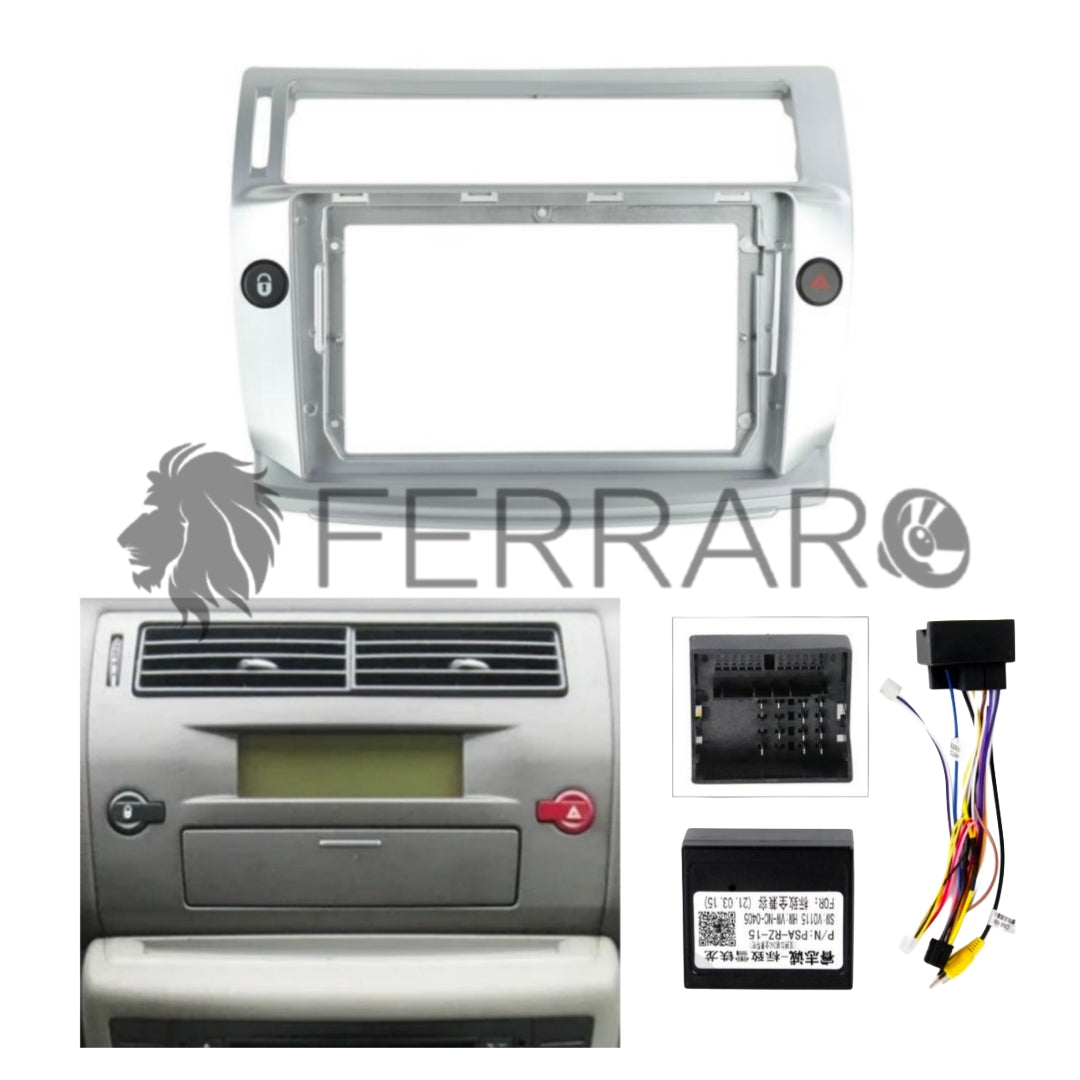 (PRENOTA) Kit Montaggio Autoradio 9"Pollici Citroen C4 (2004-2009) Mascherina, Cablaggio per Autoradio Android