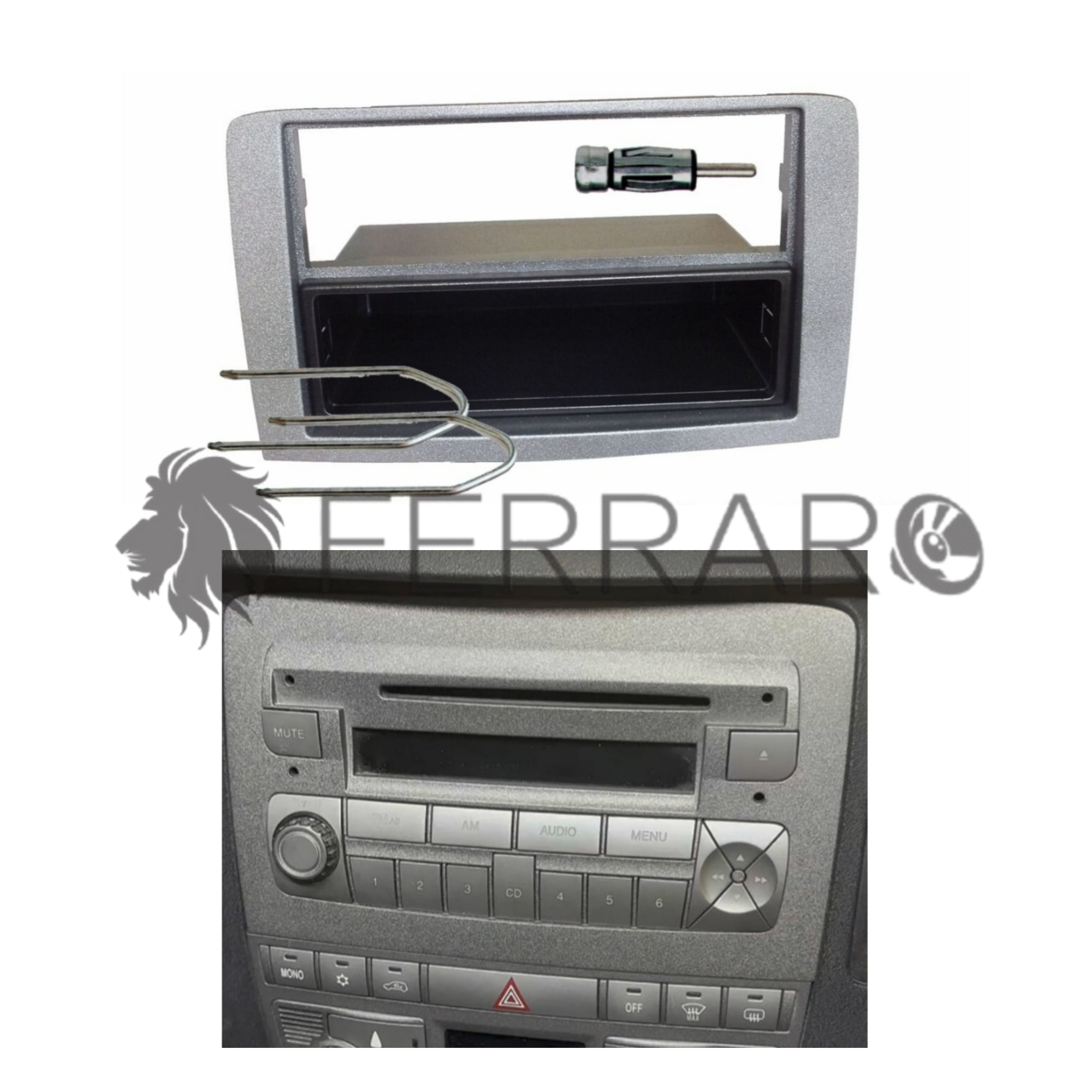 Kit Mascherina 1DIN con Cassetto, per Lancia Musa e Fiat Idea
