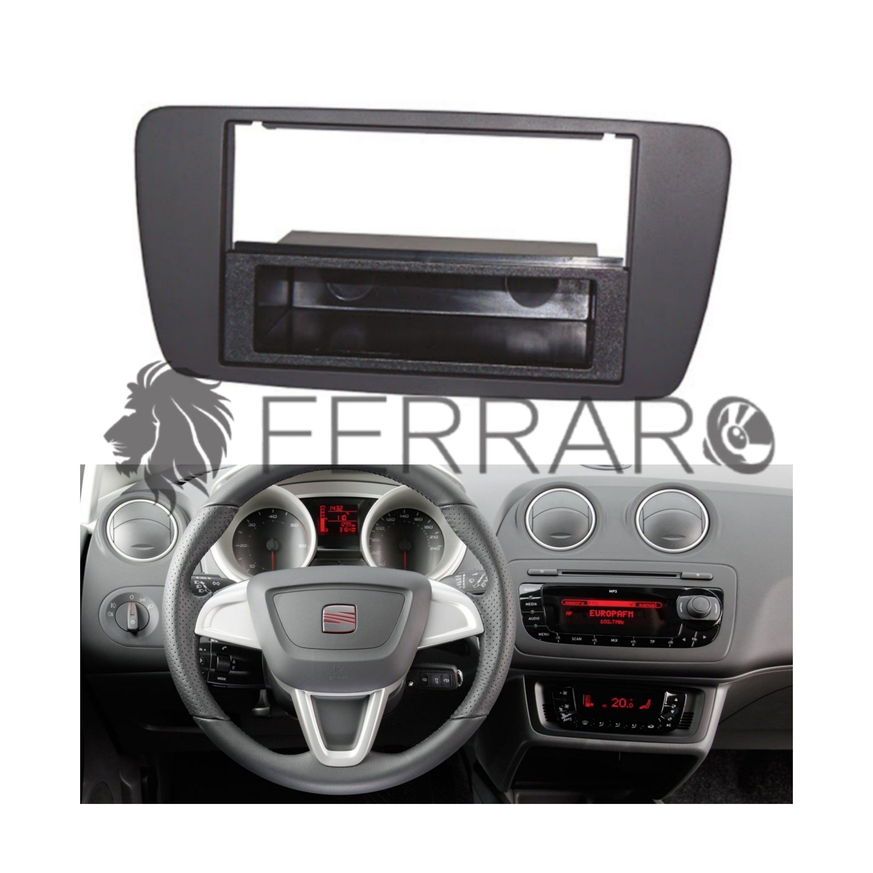 Mascherina 1DIN con Cassetto per Seat Ibiza (2008-2017)