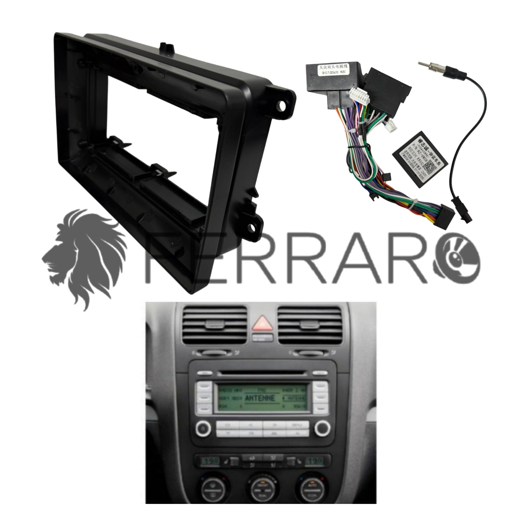 Kit Montaggio Autoradio 9"Pollici Volkswagen, Seat, Skoda (Compatibilità in Descrizione) Mascherina, Cablaggio per Autoradio Android