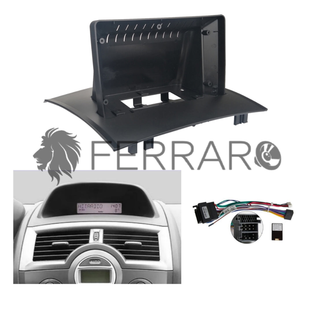 Kit Montaggio Autoradio 9"Pollici Renault Megane 2 (2002-2010) Mascherina, Cablaggio per Autoradio Android