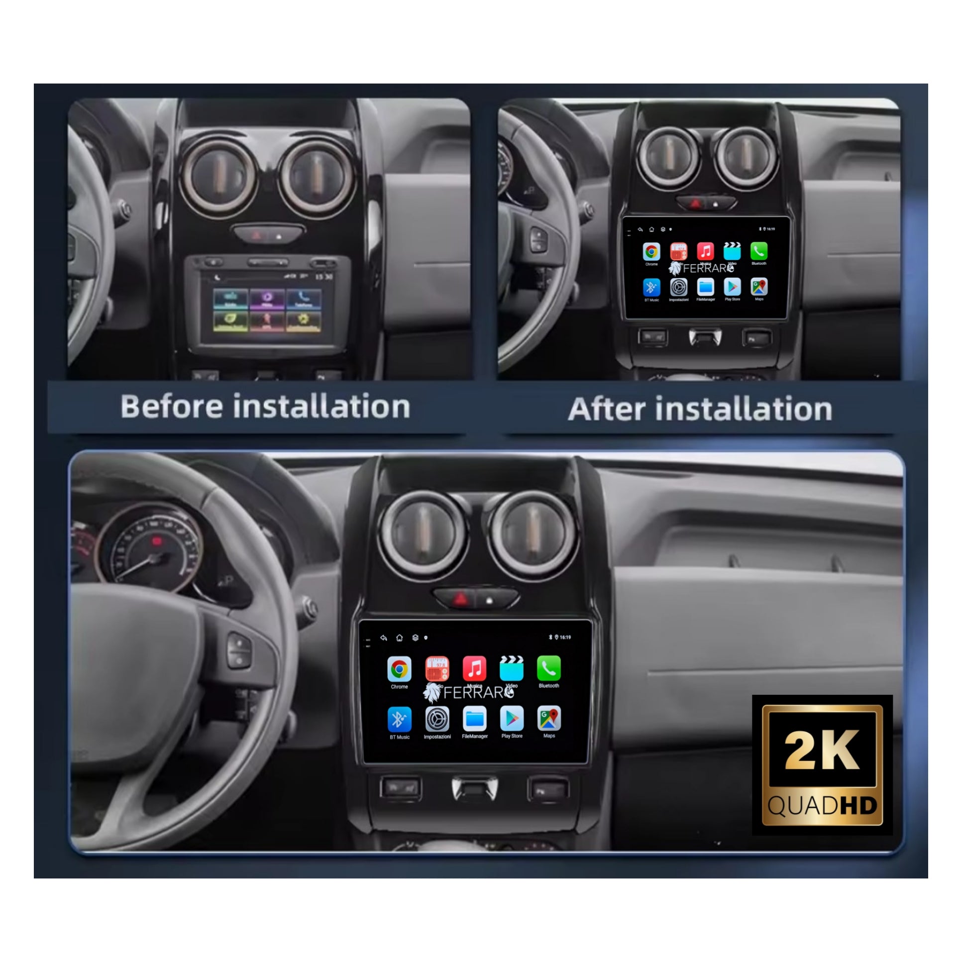 (PRENOTA) Autoradio per Renault Duster, Lada Largus 9" 2K, Android, Bluetooth, CarPlay, Android Auto, 12/256GB Ram