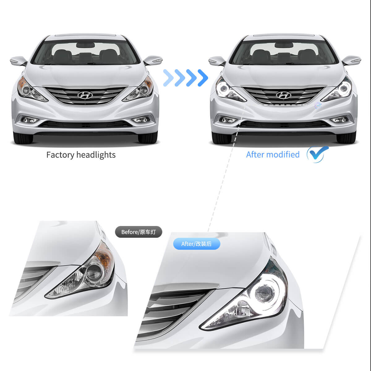 (PRENOTA) Fanali Anteriore Completo per Hyundai Sonata (2011-2014) a LED