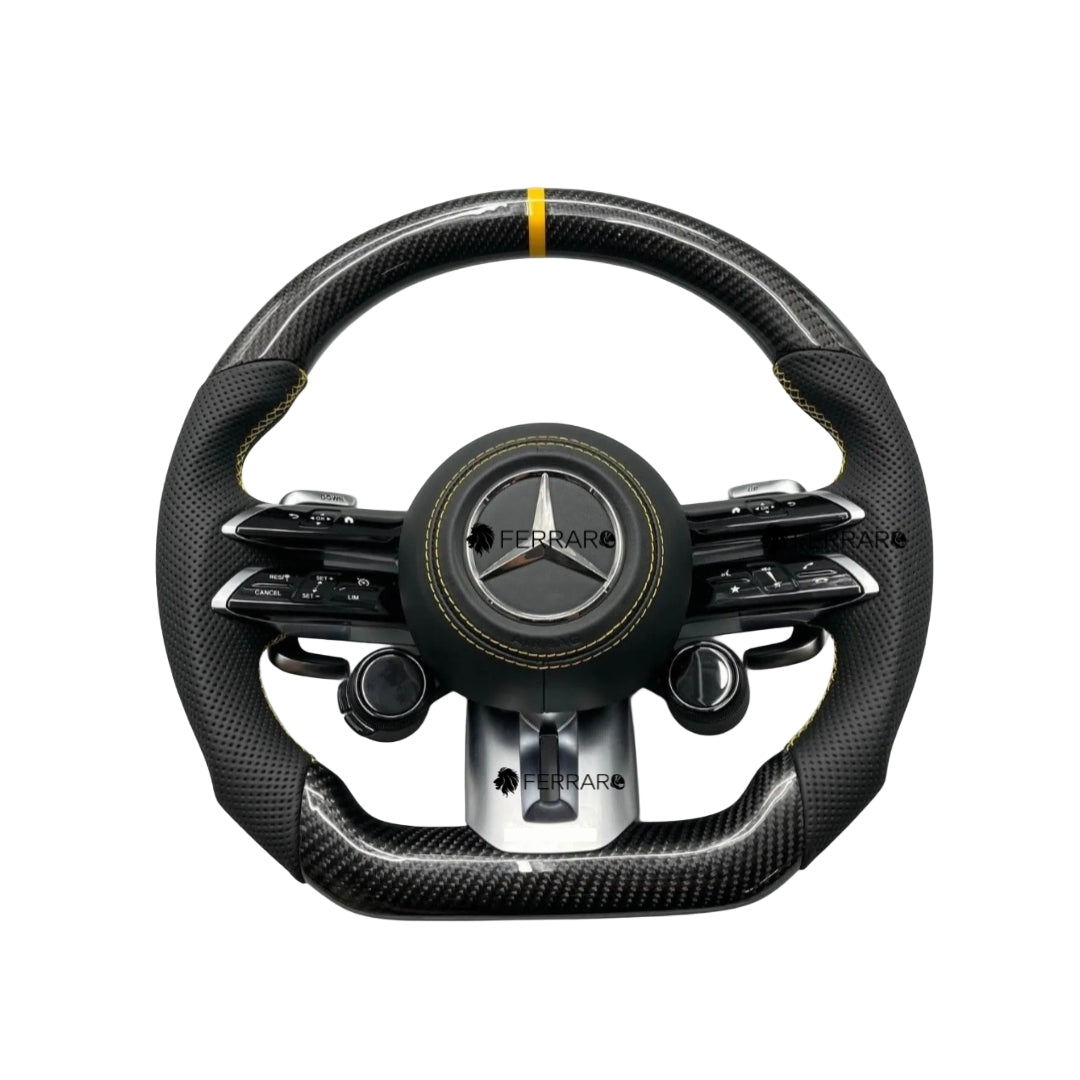 (PRENOTA) Volante per Mercedes, Carbonio Diagonale, Etichetta Gialla, Linea Gialla, Galvanico, AMG