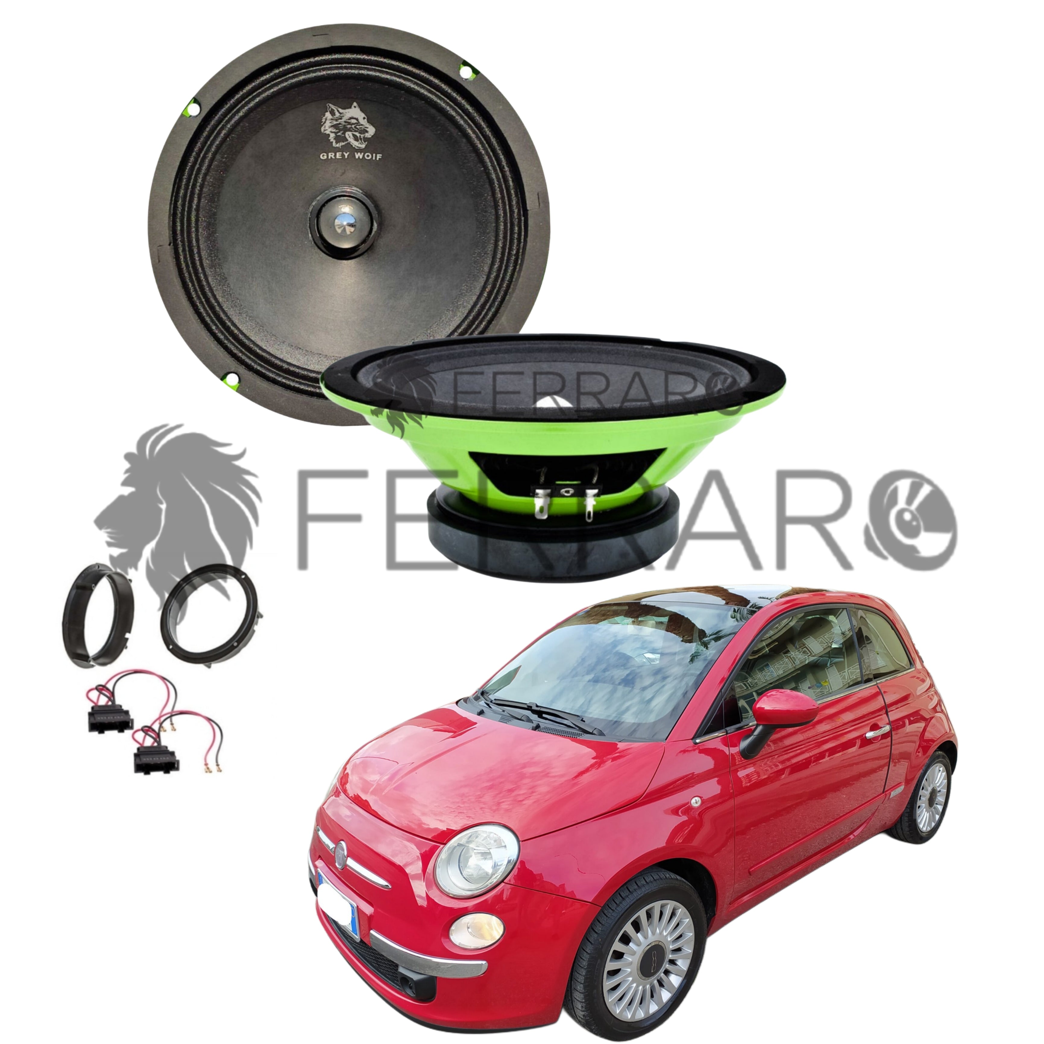 FerraroStore Kit 2 Altoparlanti, PV165.3, Anteriori, Fiat 500s (2007-2015)