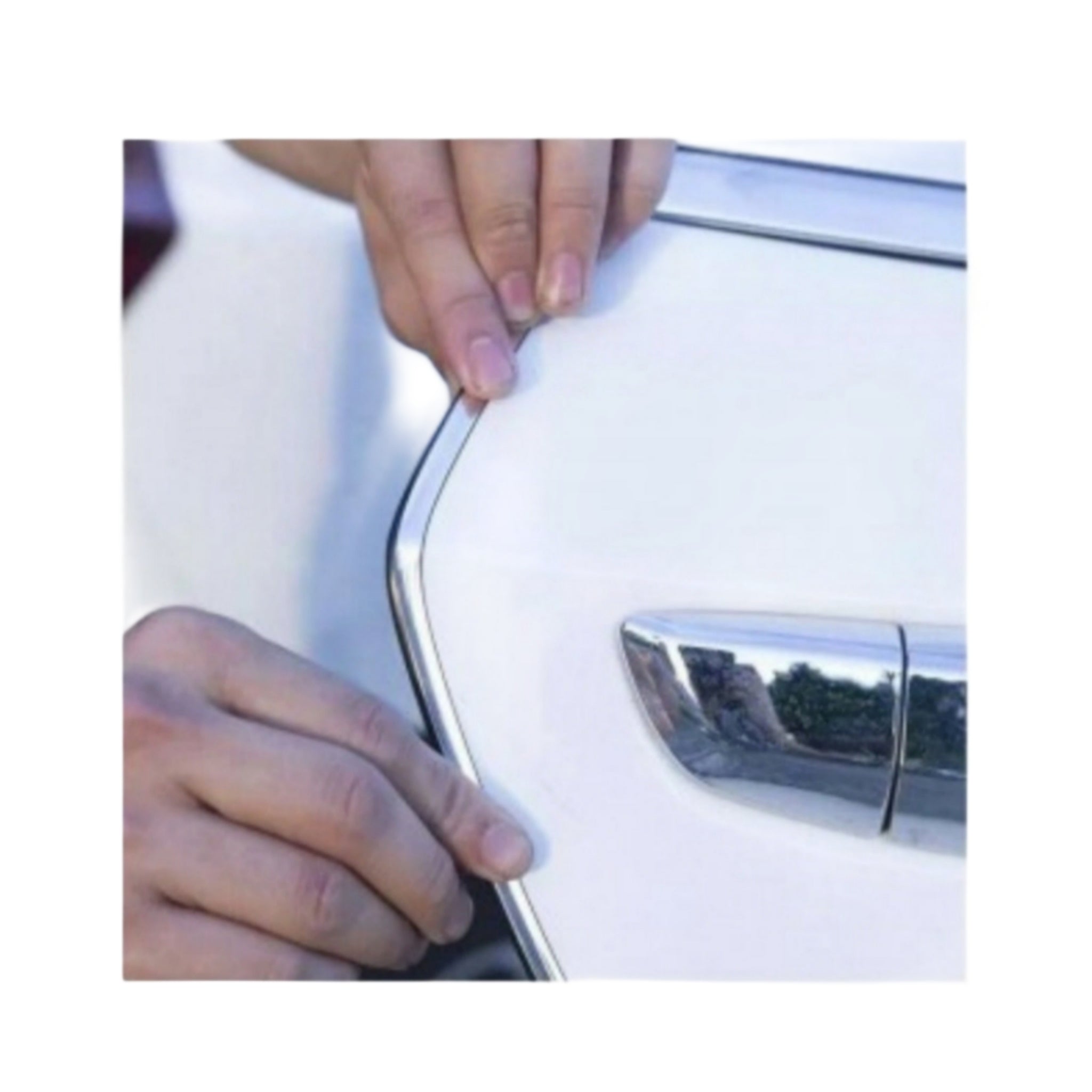 Car Door Profile Cover - Profile Strip, Chrome Tuning in SILVER PVC, 5m