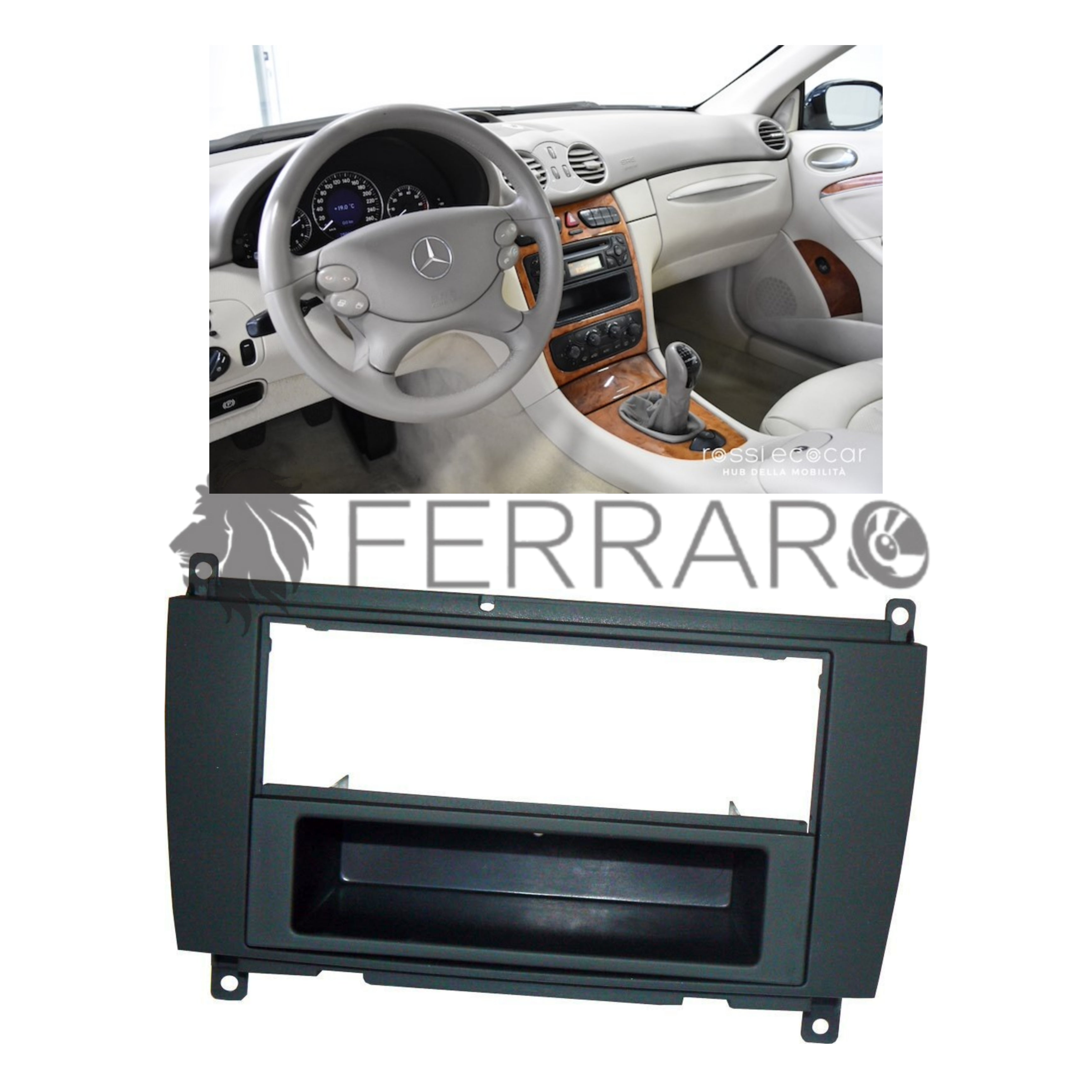 Kit Mascherina 1DIN con Cassetto per Mercedes Classe CLK, C (2002+)