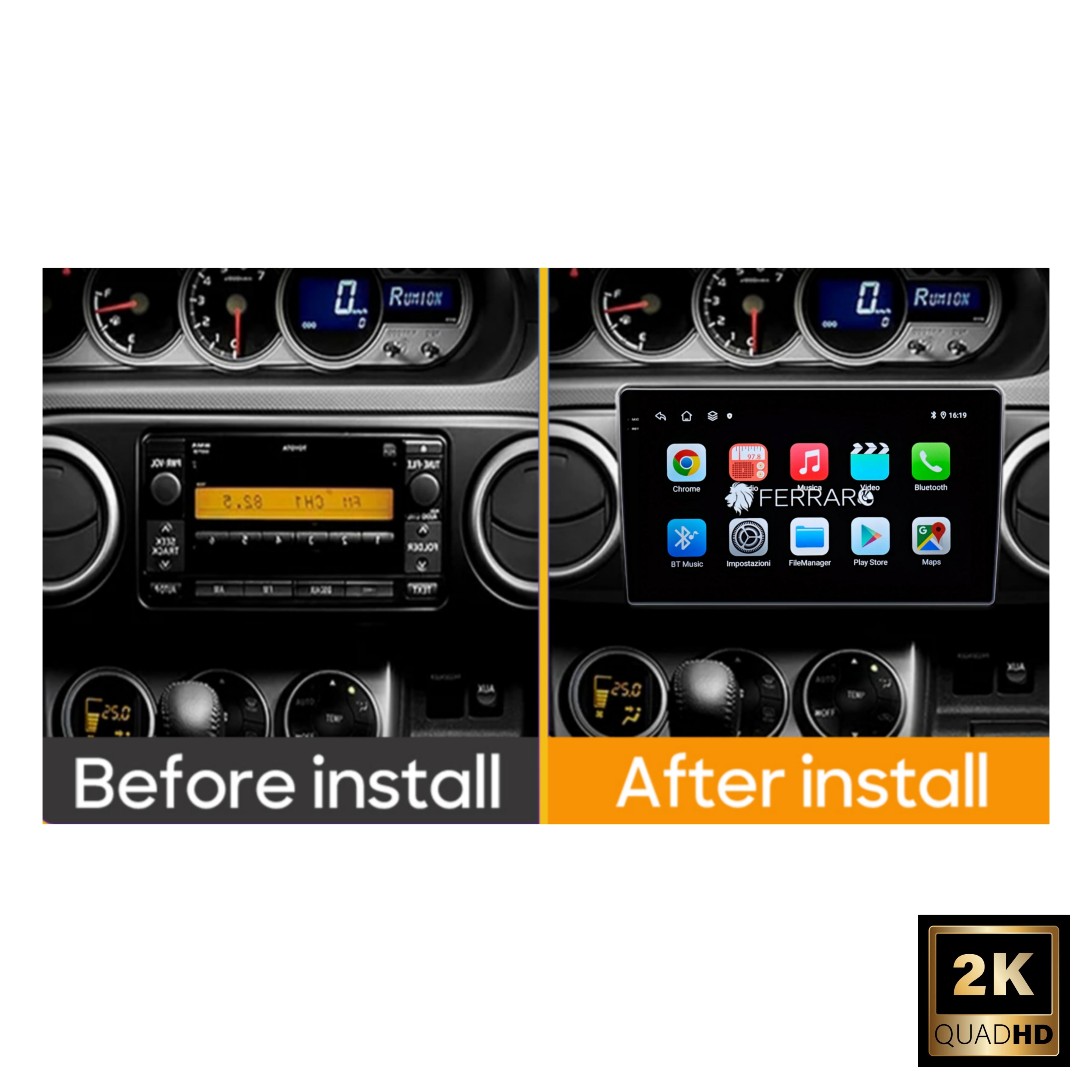 (PRENOTA) Autoradio per Toyota Corolla Rumion, Rukus, Scion E150 9" 2K (2006-2013) Android, Bluetooth, CarPlay, Android Auto, 12/256GB Ram
