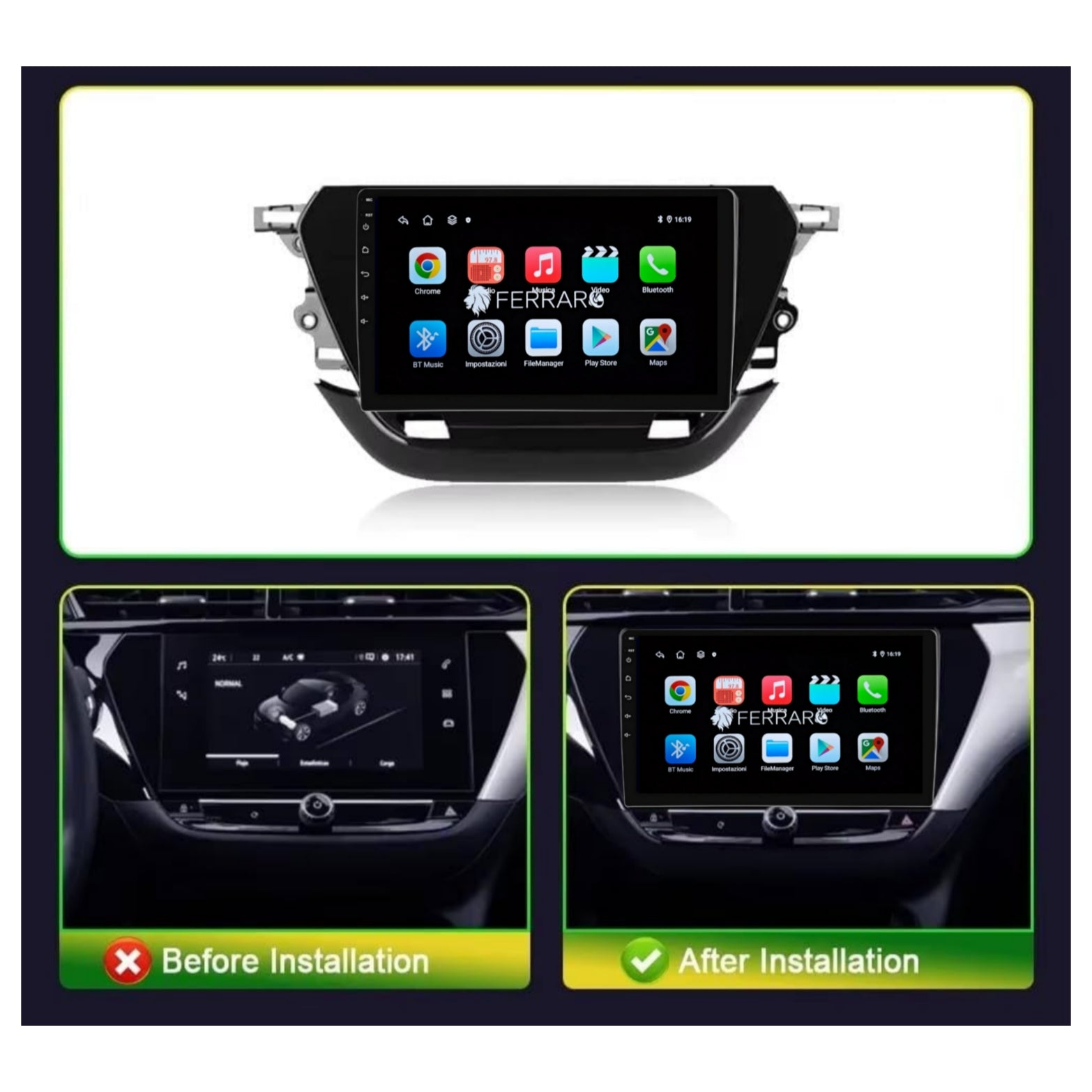Autoradio per Opel Corsa F 9" | 2019-2025 | Android | Bluetooth | CarPlay | Android Auto | 2GB/4GB/6GB/8GB Ram
