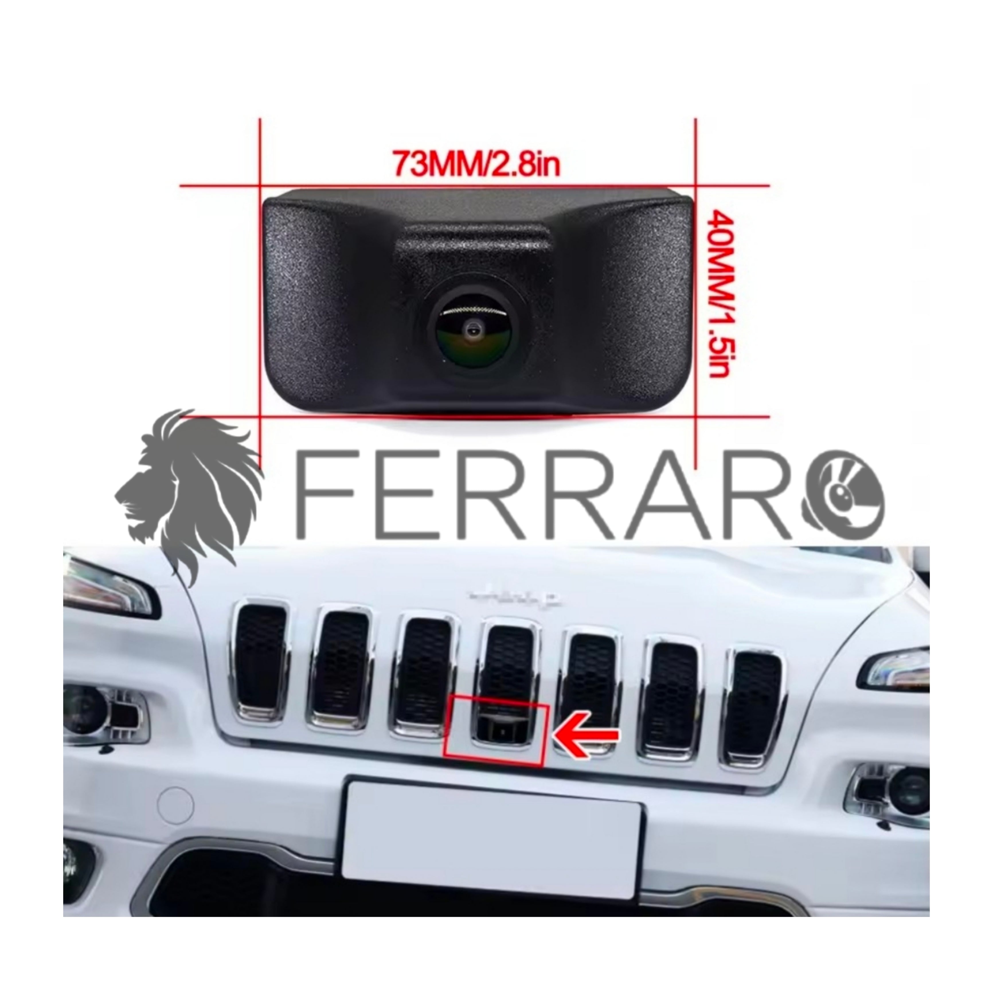 (PRENOTA) Telecamera Frontale per Jeep Wrangler JK, Compass, AHD, 1920x1080, 170° Gradi