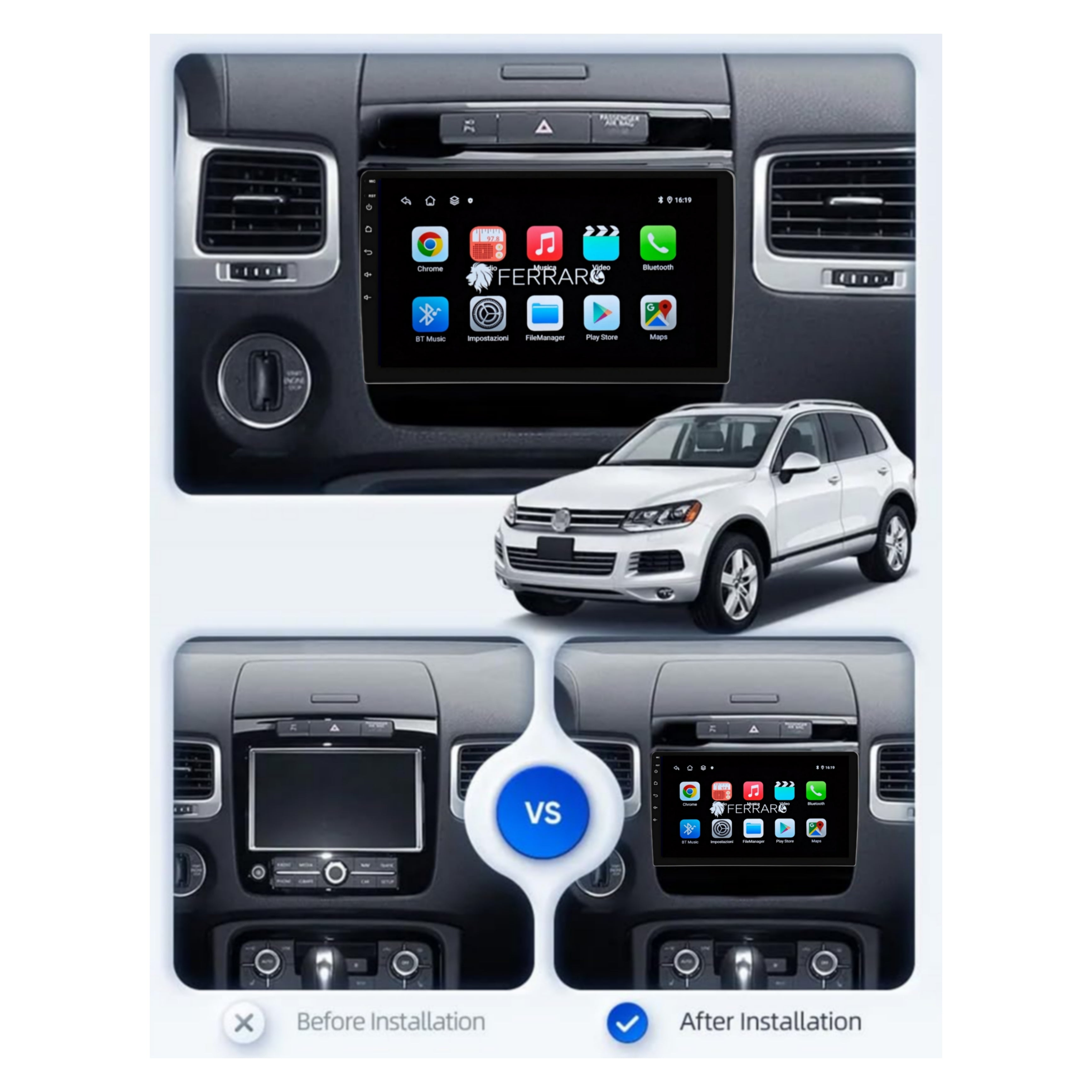 Autoradio per Volkswagen Touareg 7P 9" (2010-2018) Android, Bluetooth, CarPlay, Android Auto, 2GB/4GB/6GB/8GB Ram