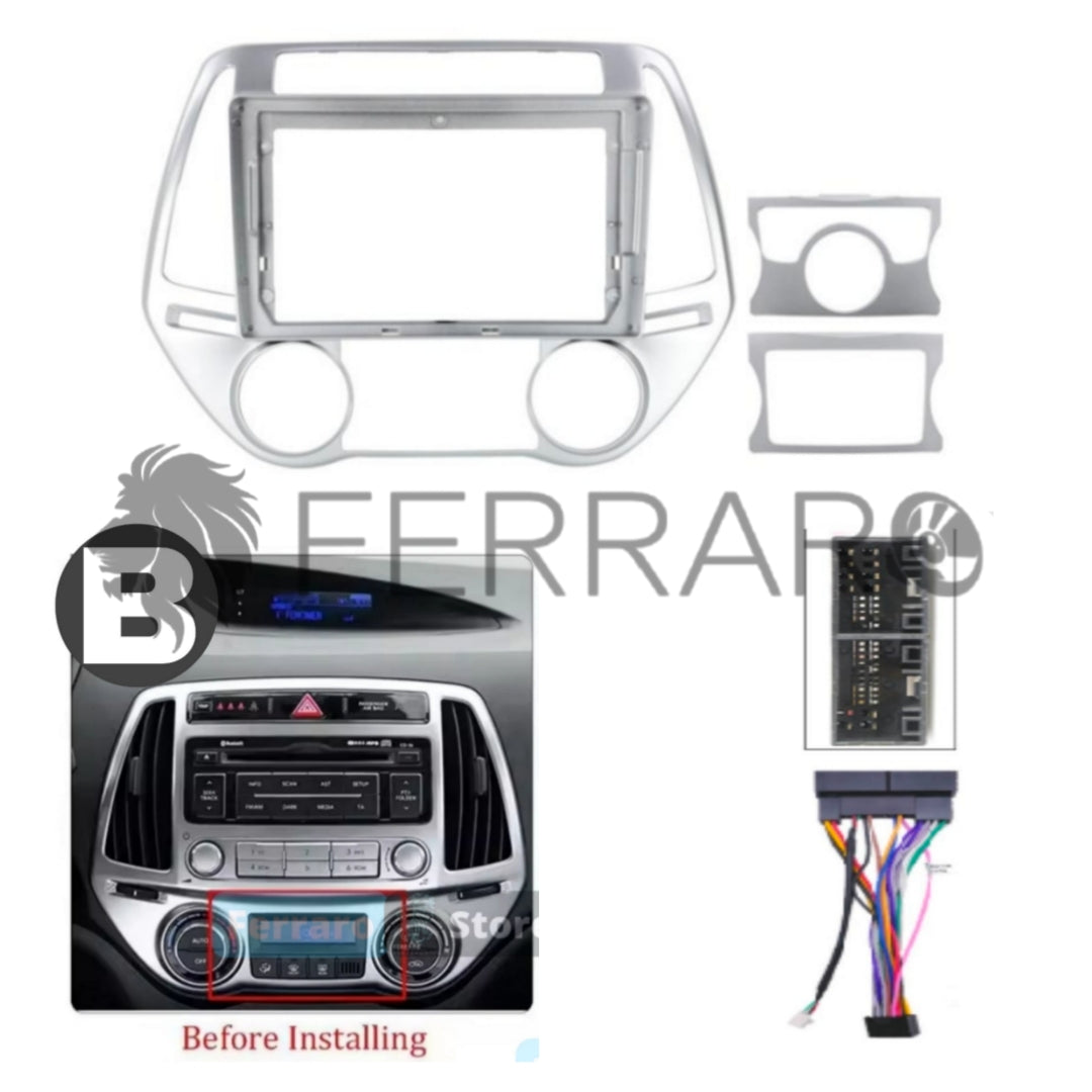 Kit Montaggio Autoradio 9"Pollici Hyundai Grand i20 (2008-2014) Mascherina, Cablaggio per Autoradio Android