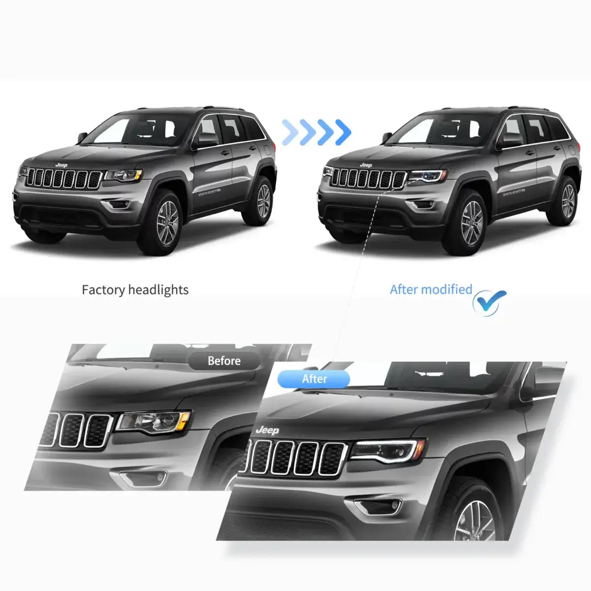 (PRENOTA) Fanali Anteriore Completo per Jeep Grand Cherokee WK2 (2014-2021) a LED