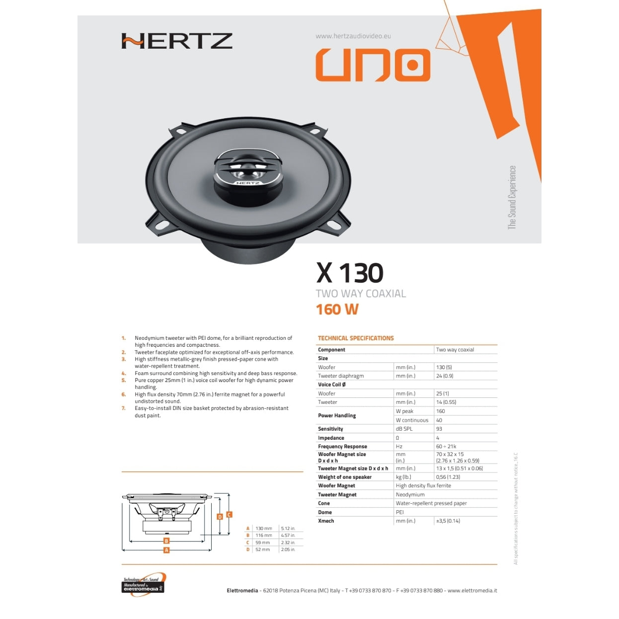 Hertz Kit 6 Casse | K 165 | X 130 | Ant/Post | Peugeot 206 dal 1998>