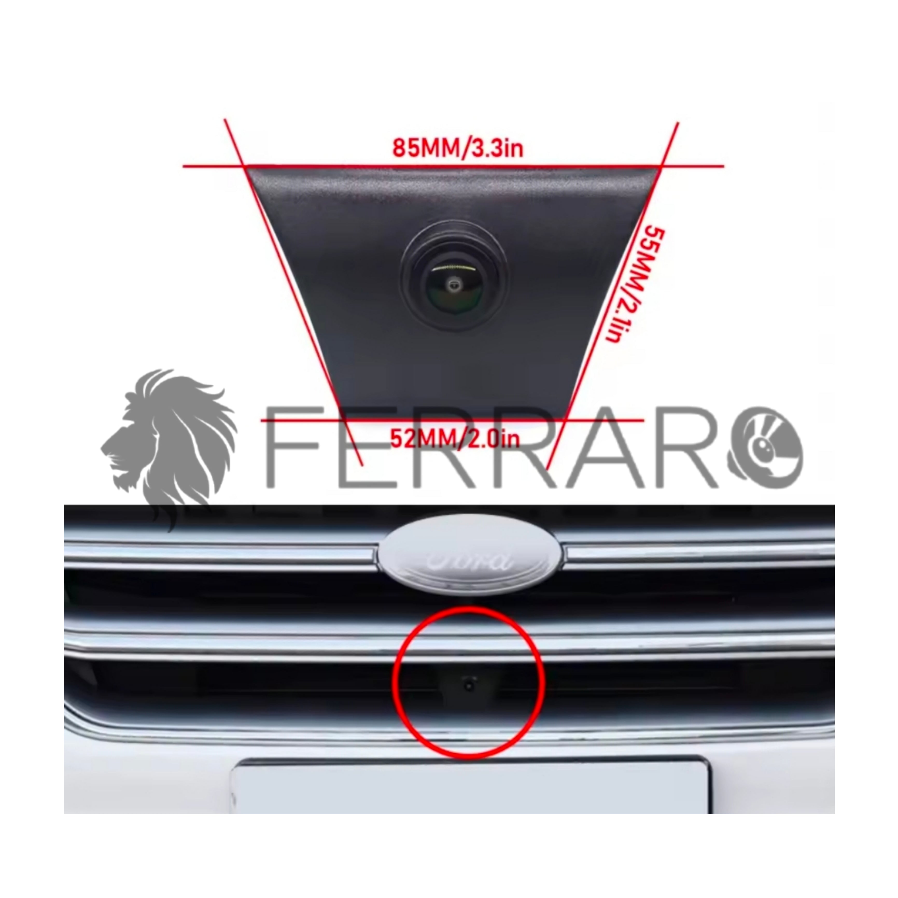 (PRENOTA) Telecamera Frontale per Ford Kuga, Escape (2013-2019) AHD, 1920x1080, 170° Gradi