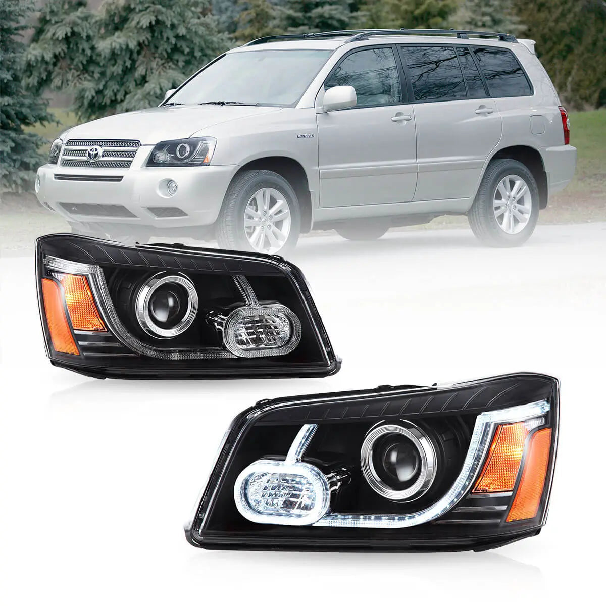 (PRENOTA) Fanali Anteriore Completo per Toyota Highlander (2001-2007) a LED