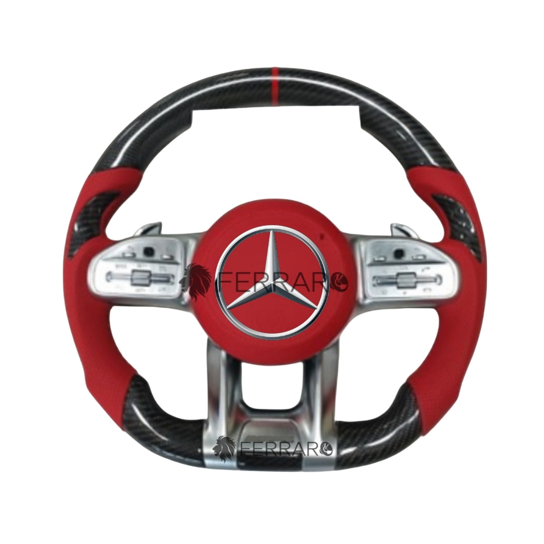 (PRENOTA) Volante per Mercedes, Carbonio Diagonale, Sport, Etichetta Rossa, Punzonatura, Galvanica, AMG