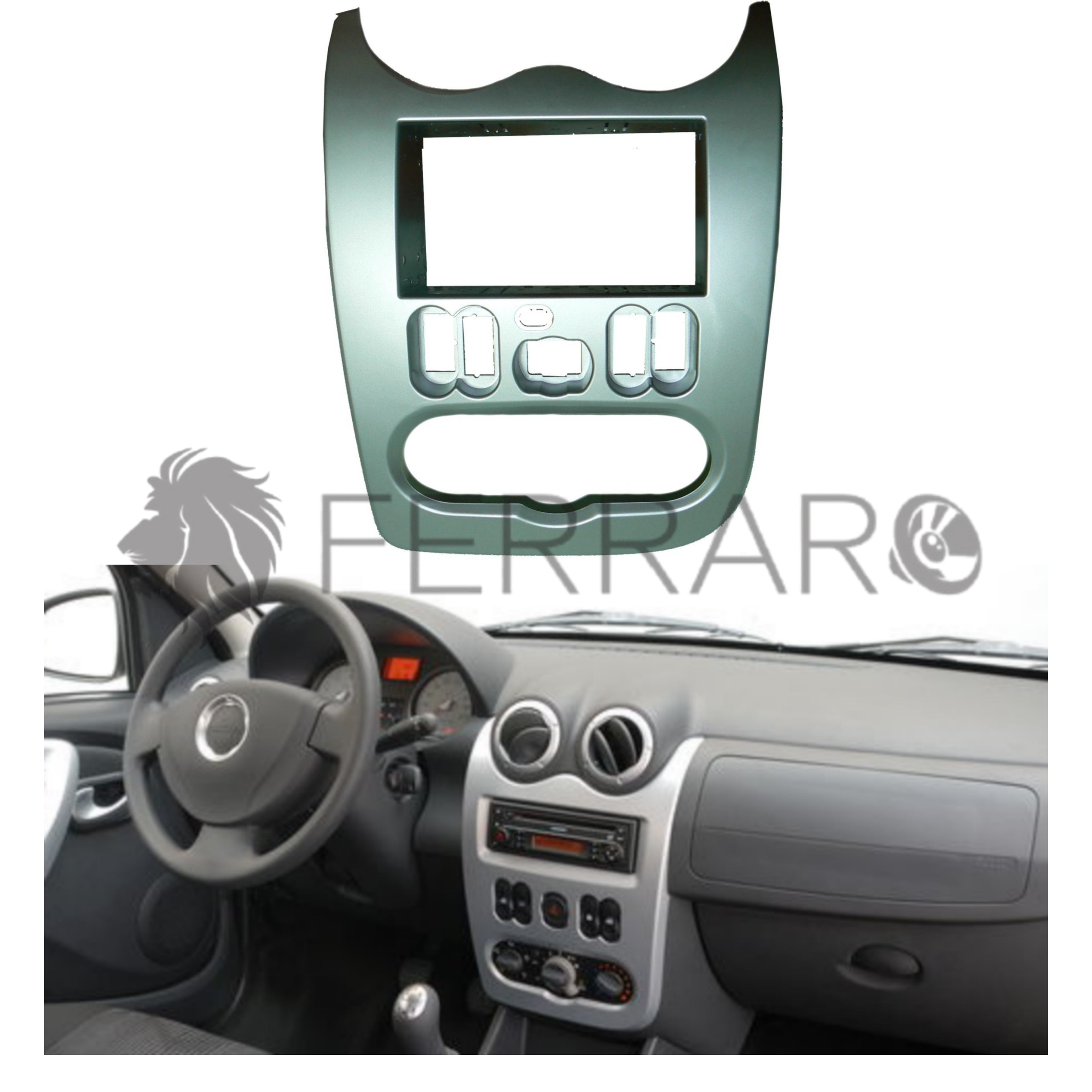 Mascherina 2DIN con Gabbia Metallica per Dacia Sandero-Logan
