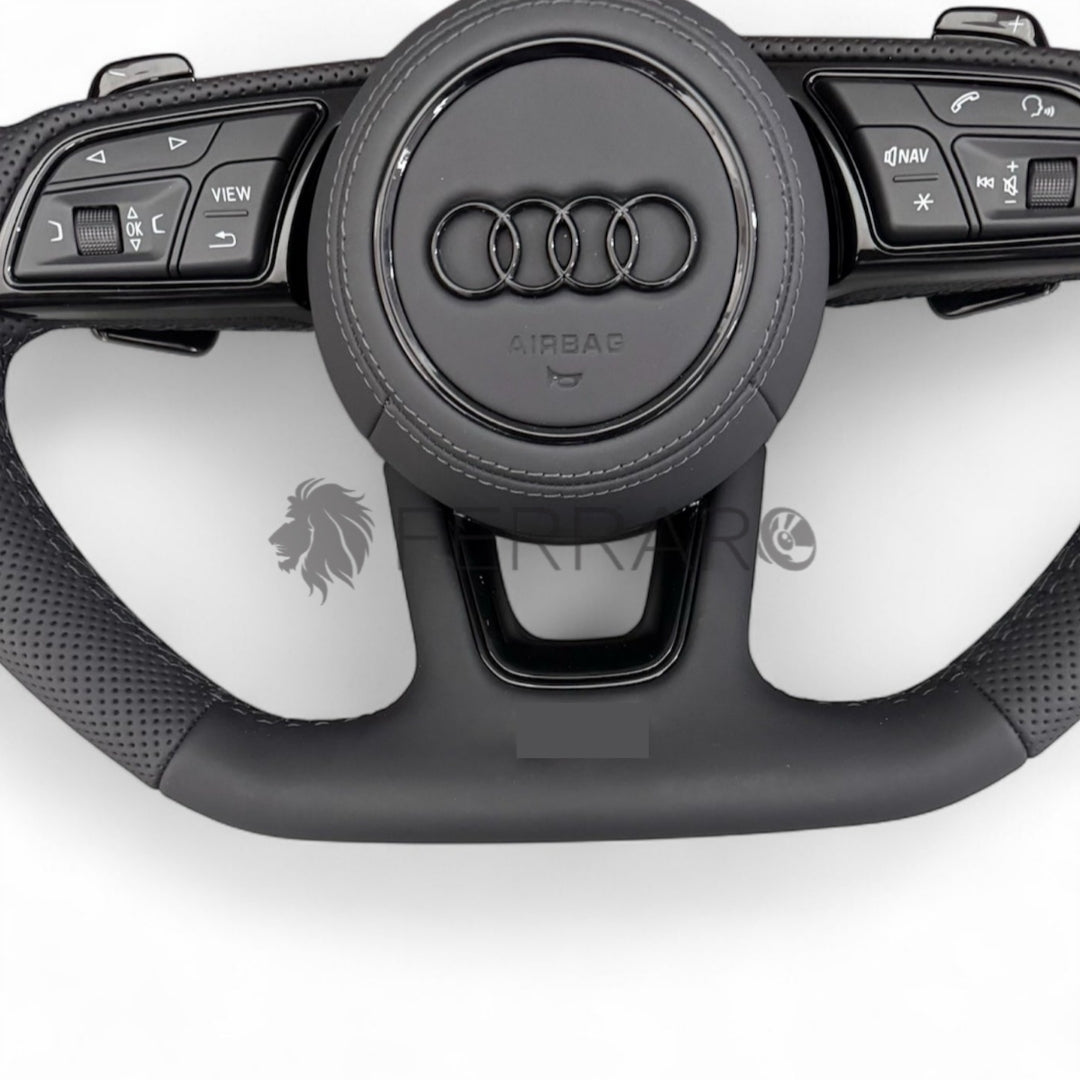 (PRENOTA) Volante per Audi, Pelle Perforata, Palette, Cuciture, RS