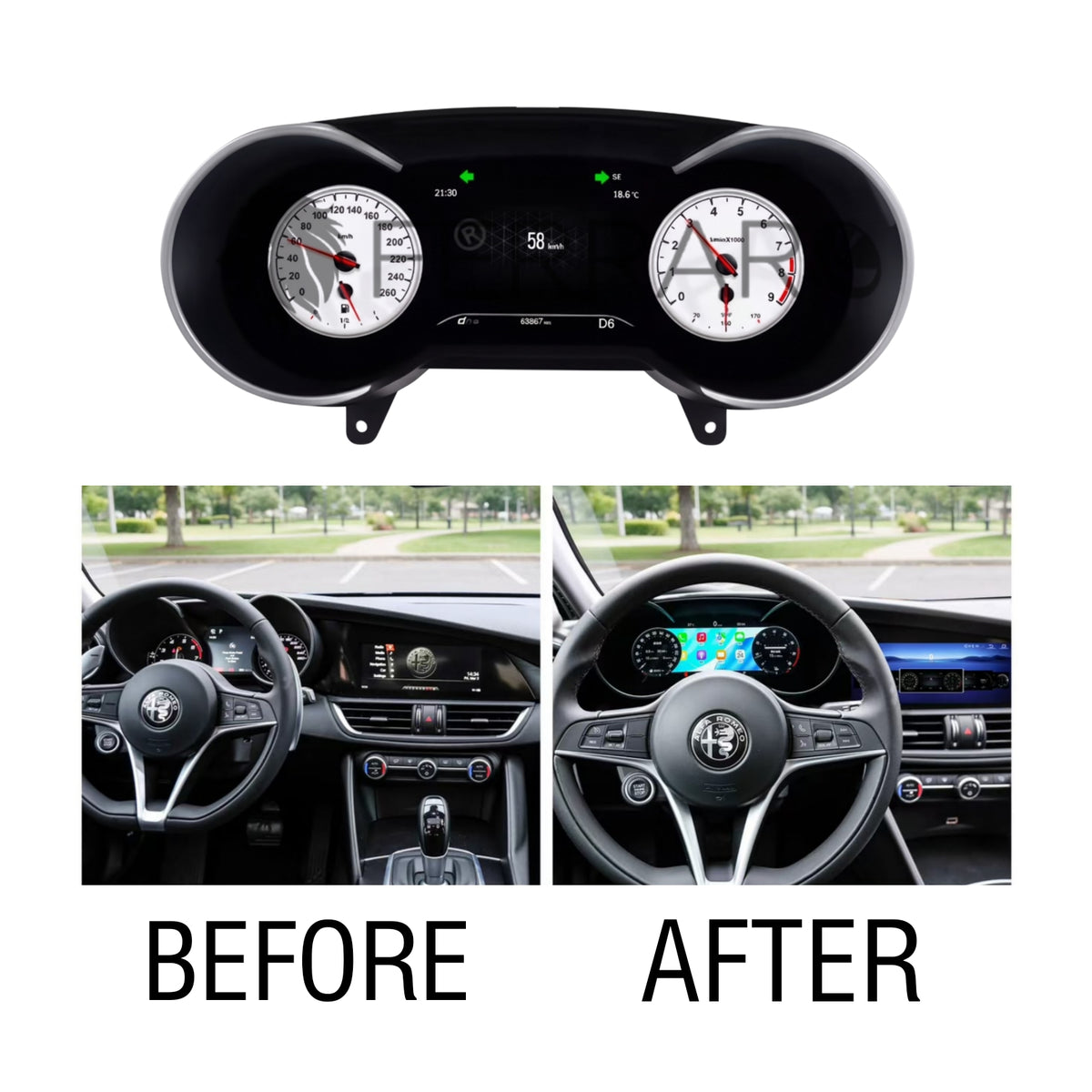 (PRENOTA) Virtual Cockpit 12.3" per Alfaromeo Giulia, Stelvio (2016-2024) HD Ultra, CarPlay e Android Auto
