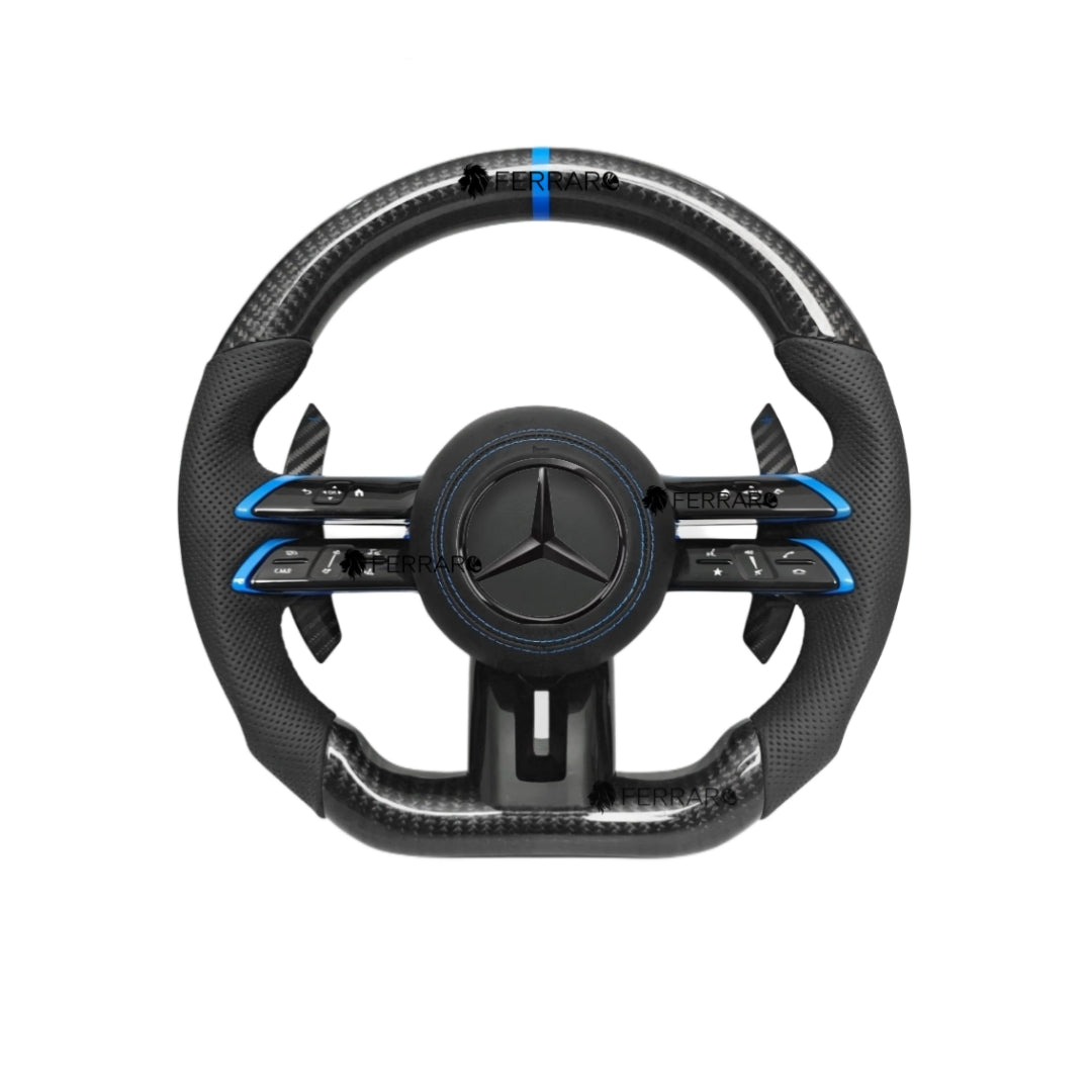 (PRENOTA) Volante per Mercedes, Blu, Logo Nero, AMG