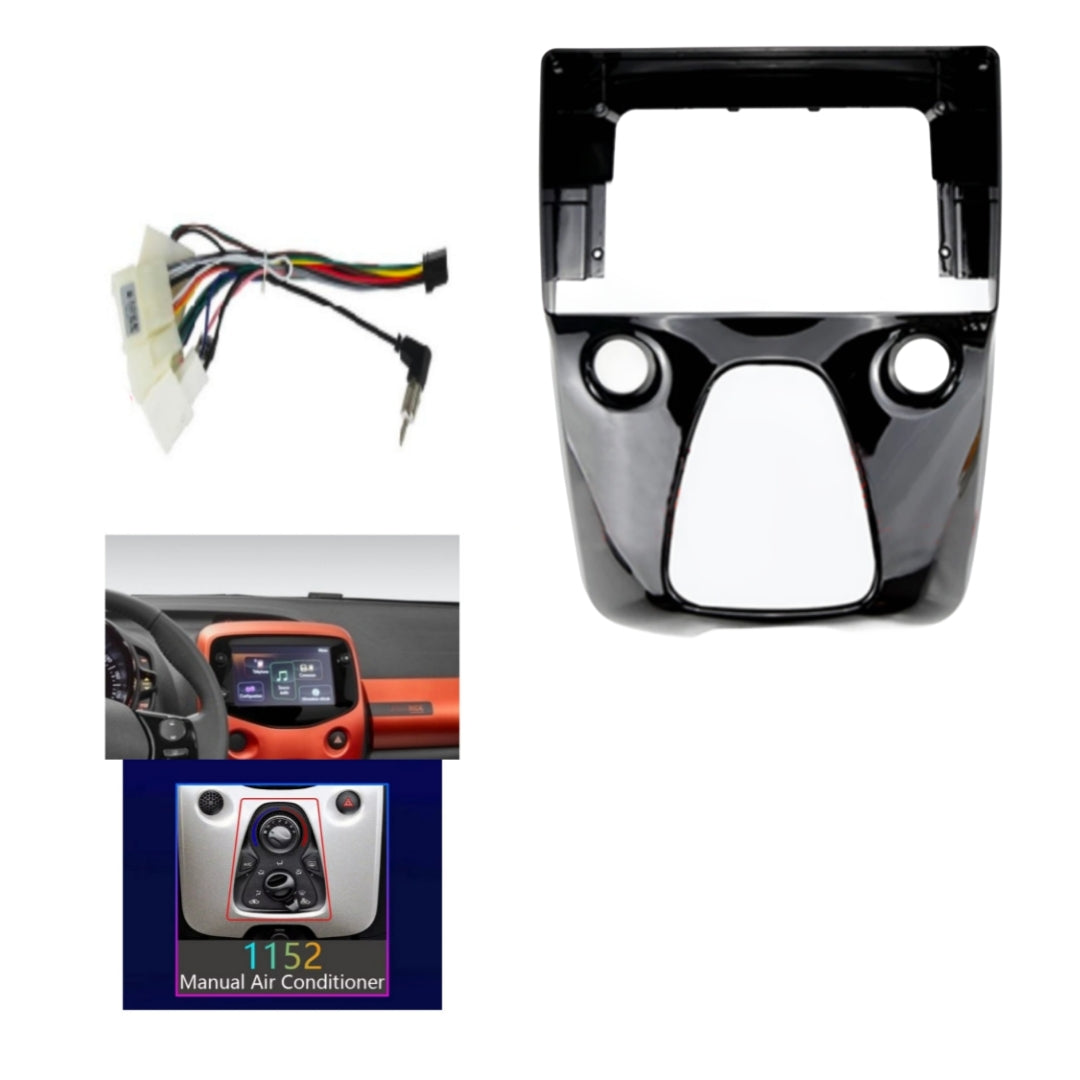 Kit Montaggio Autoradio 9"Pollici Citroen C1, Peugeot 108, Toyota Aygo (2014-2022) Mascherina, Cablaggio Autoradio Android