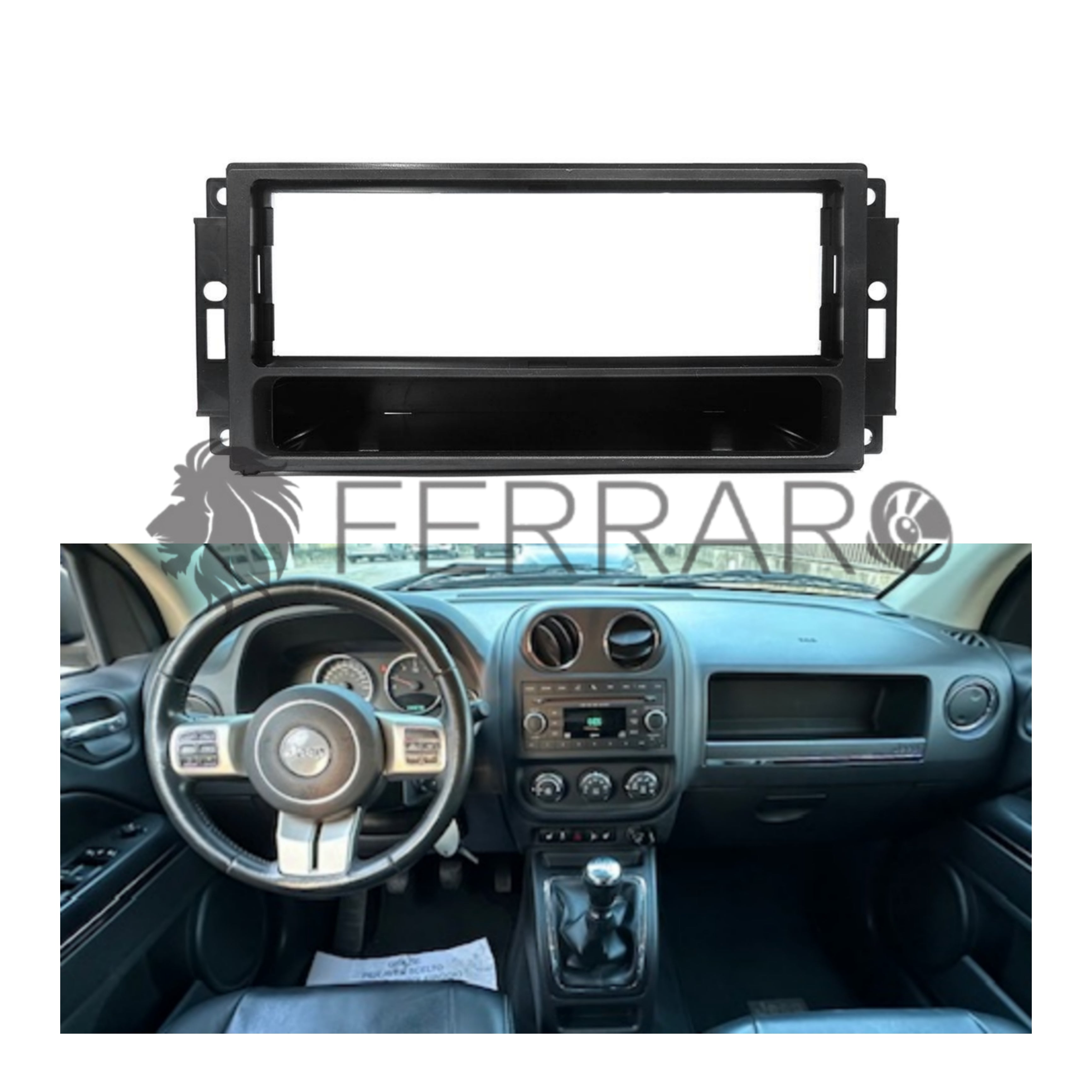 Mascherina 1DIN per Jeep, Dodge, Chrysler (Compatibilità in Descrizione)