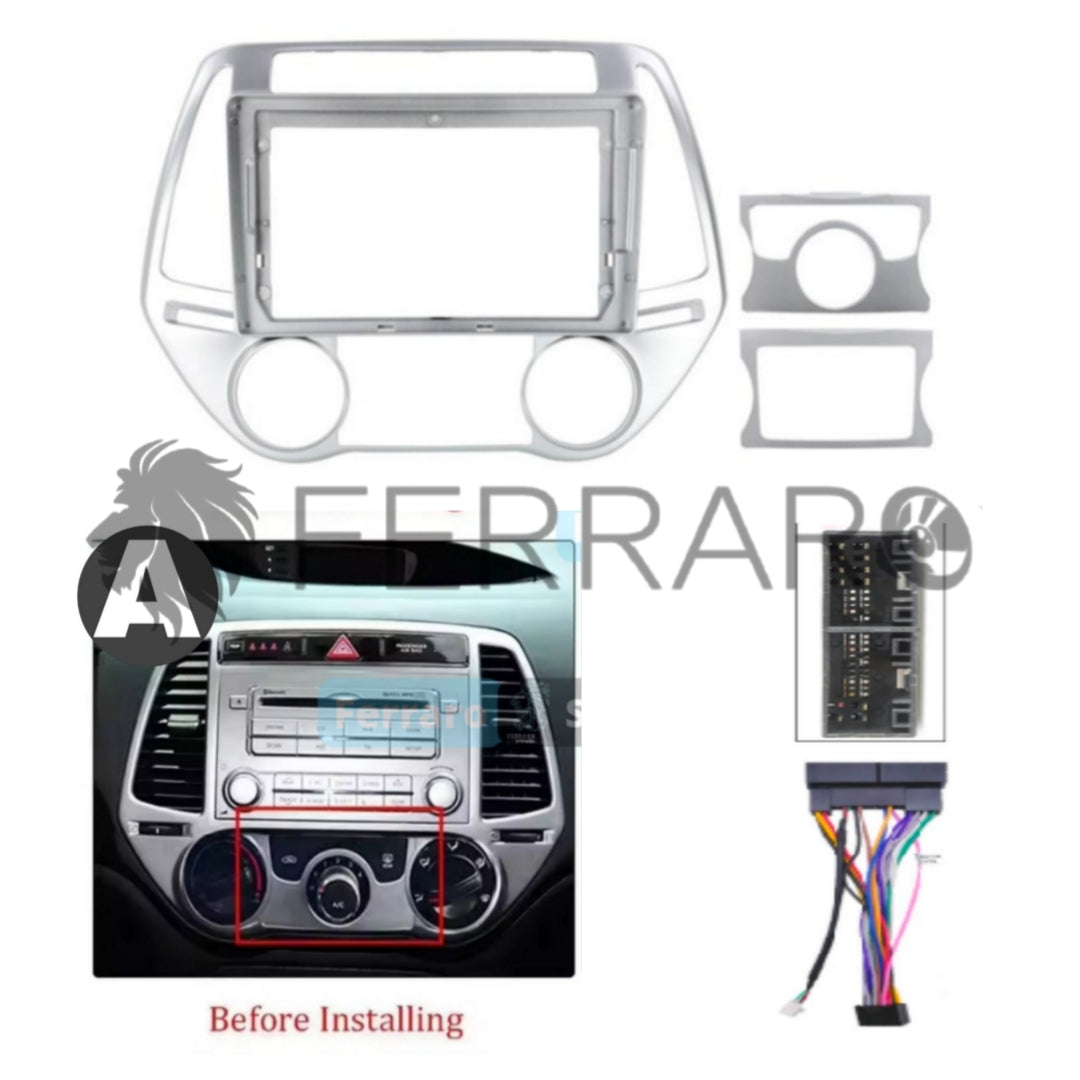 Kit Montaggio Autoradio 9"Pollici Hyundai Grand i20 (2008-2014) Mascherina, Cablaggio per Autoradio Android
