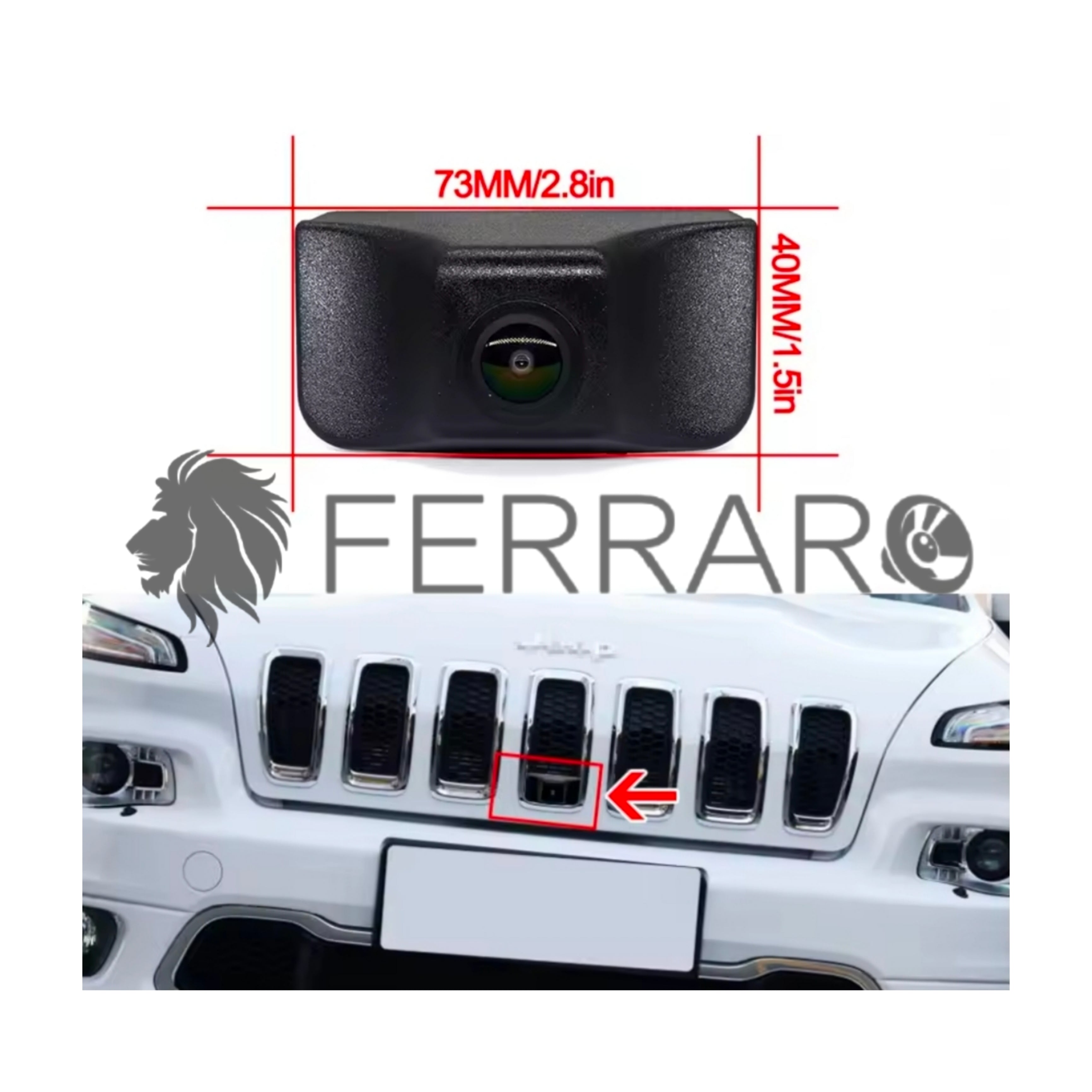 (PRENOTA) Telecamera Frontale per Jeep Renegade, Cherokee (2014-2021), AHD, 1920x1080, 170° Gradi