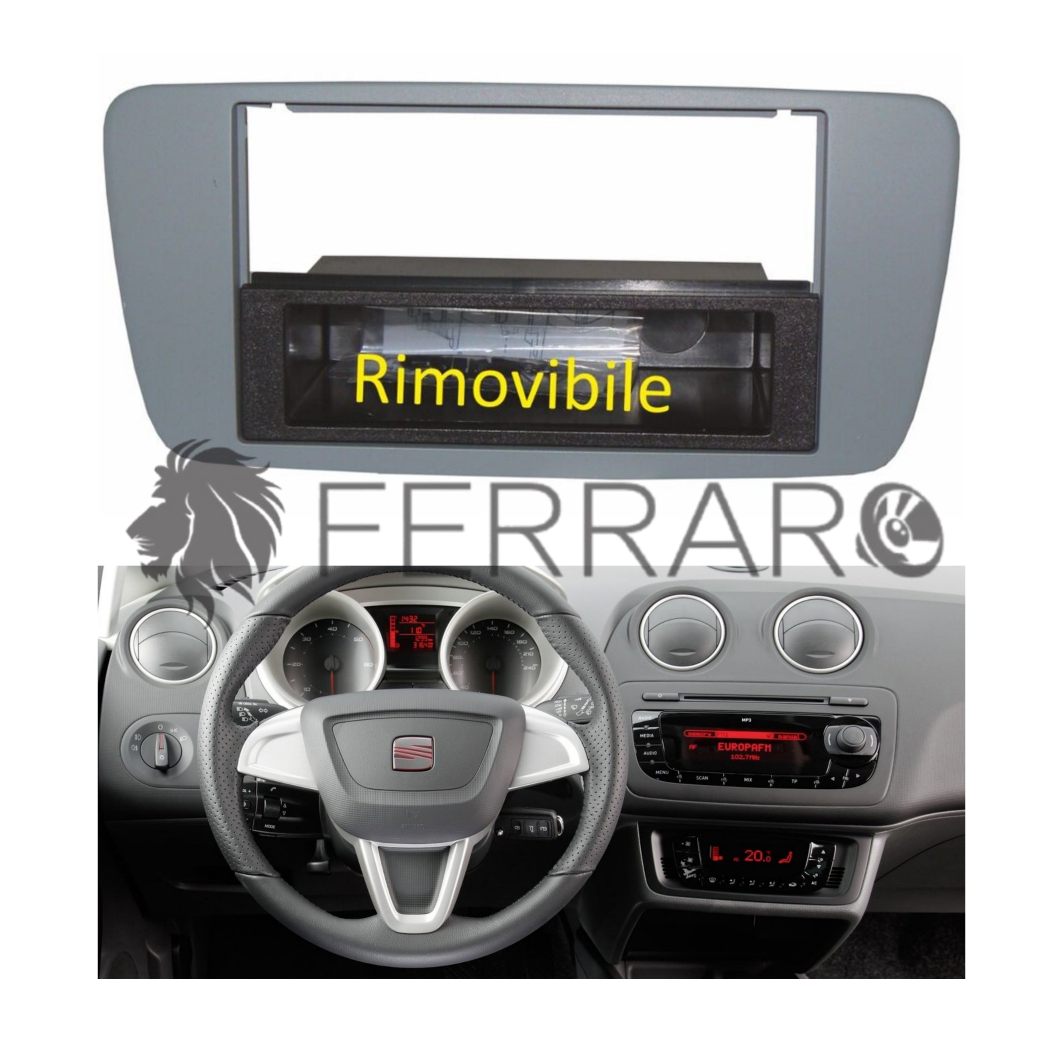 Mascherina 1DIN con Cassetto per Seat Ibiza (2008-2017)