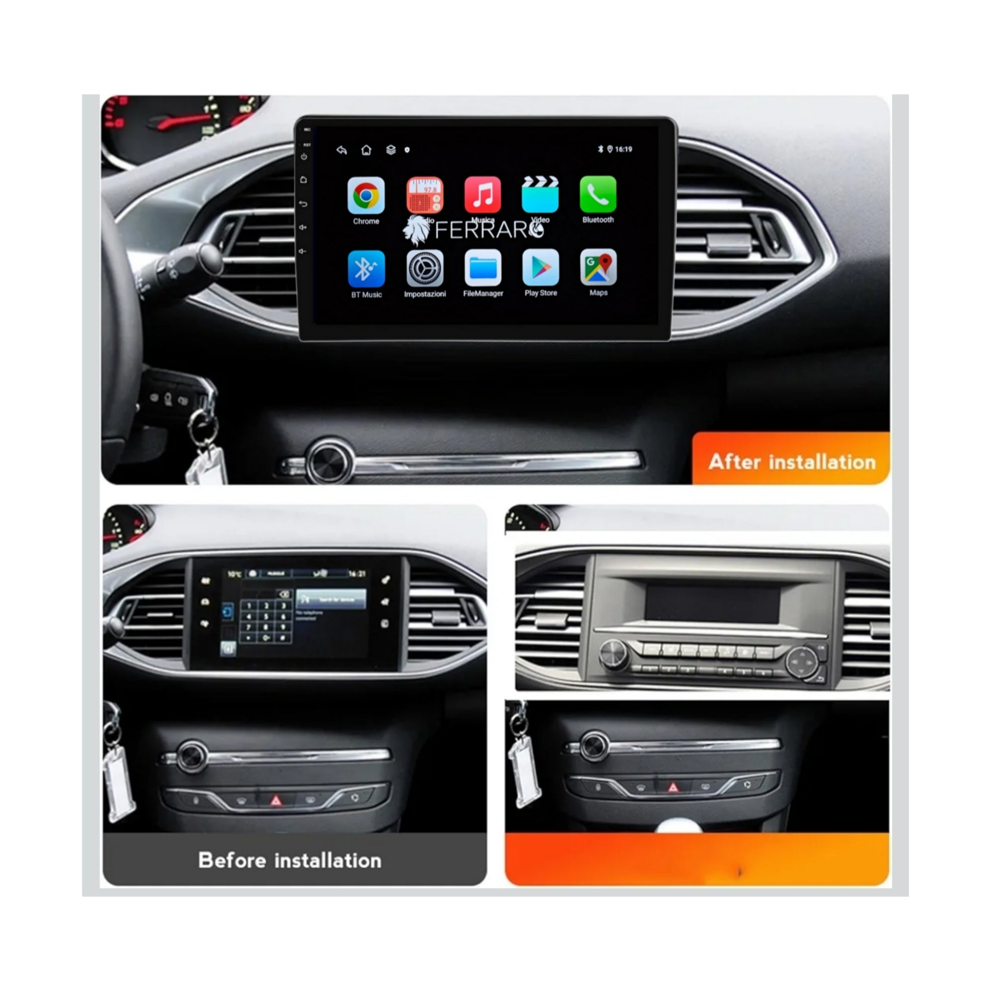 Autoradio per Peugeot 308, 308s 9 (2013-2021) Android, Bluetooth, CarPlay, Android Auto, 2GB/4GB/6GB/8GB Ram