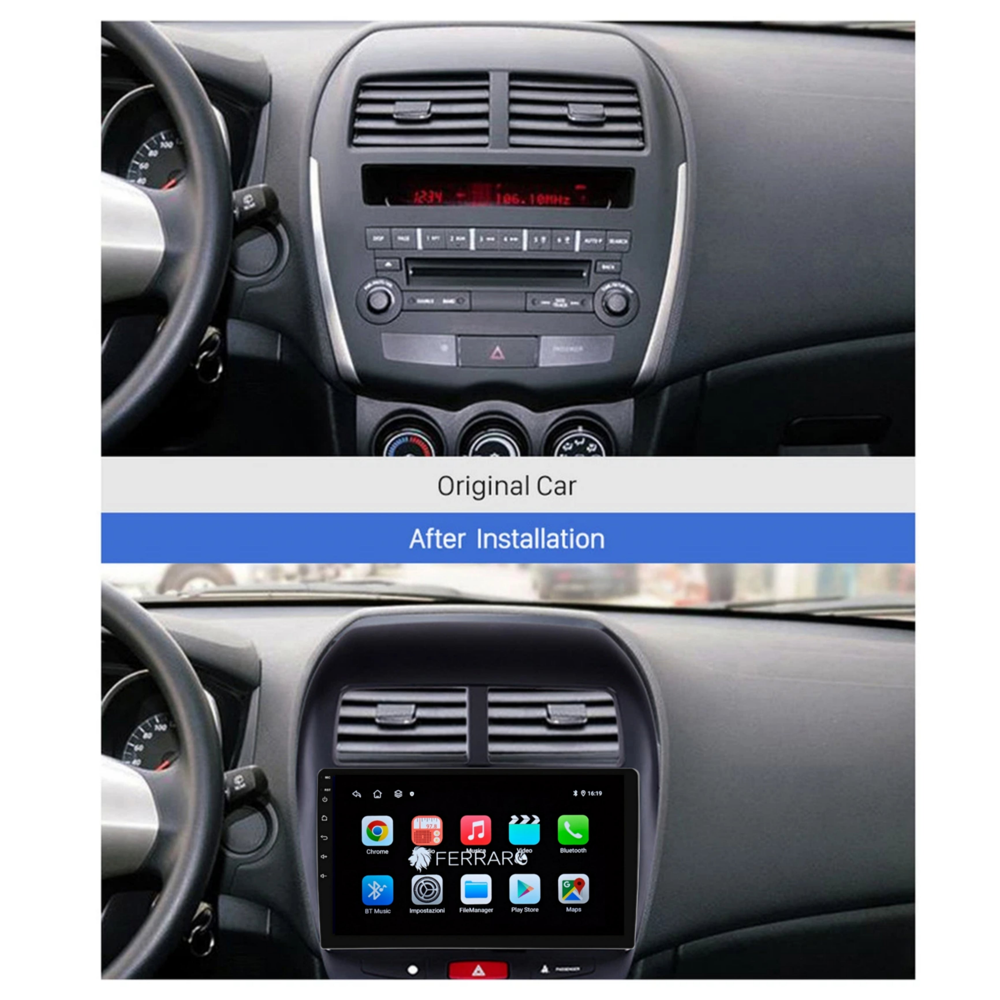 Autoradio per Mitsubishi, Peugeot 4008, Citroen C4 AirCross 10.1" (2010-2018) Android, Bluetooth, CarPlay, Android Auto, 2GB/4GB/8GB Ram