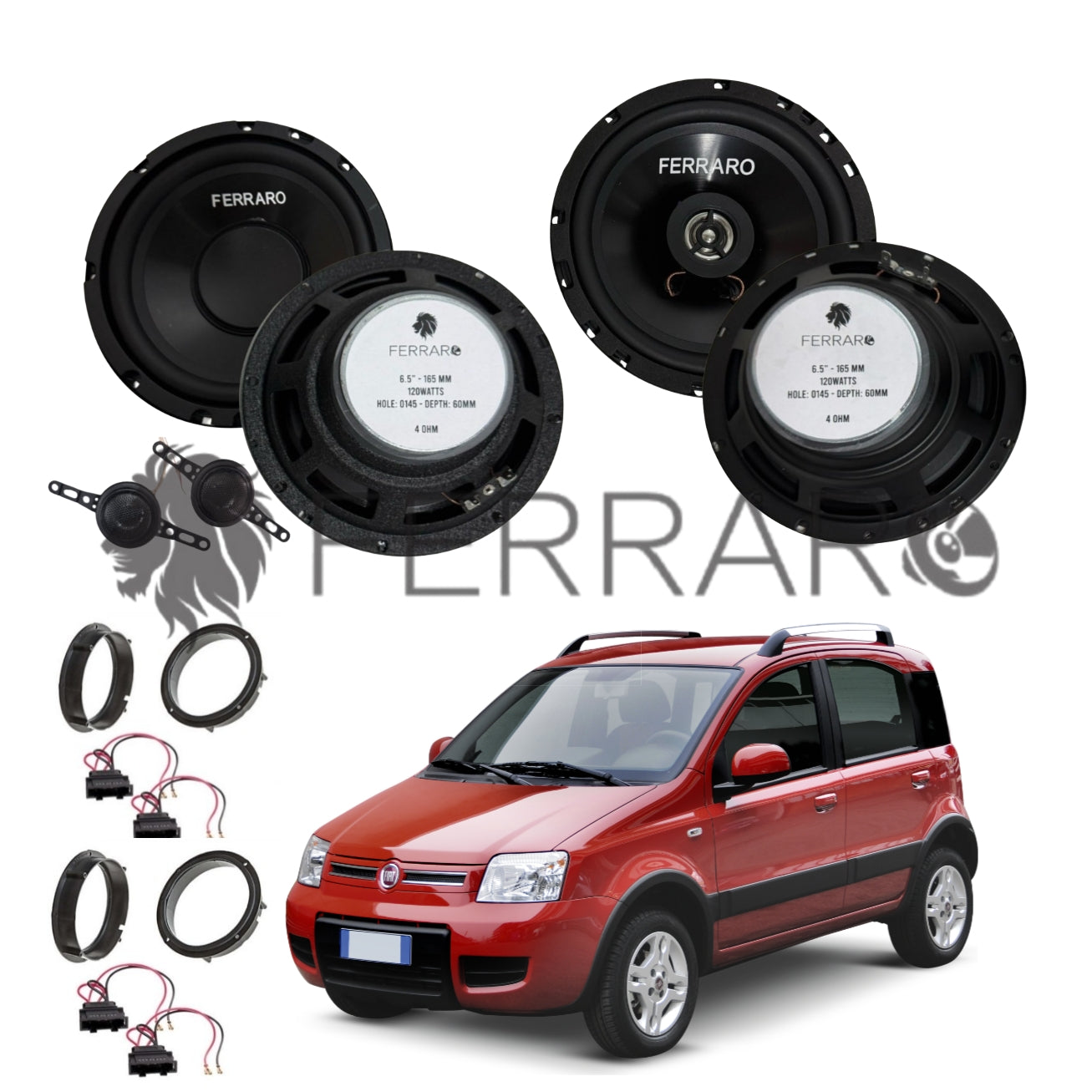 FerraroStore Kit 6 Altoparlanti, ASK-165.2, ASC-652PC, Ant/Post, Panda 2ª Serie 169 (2003-2013)