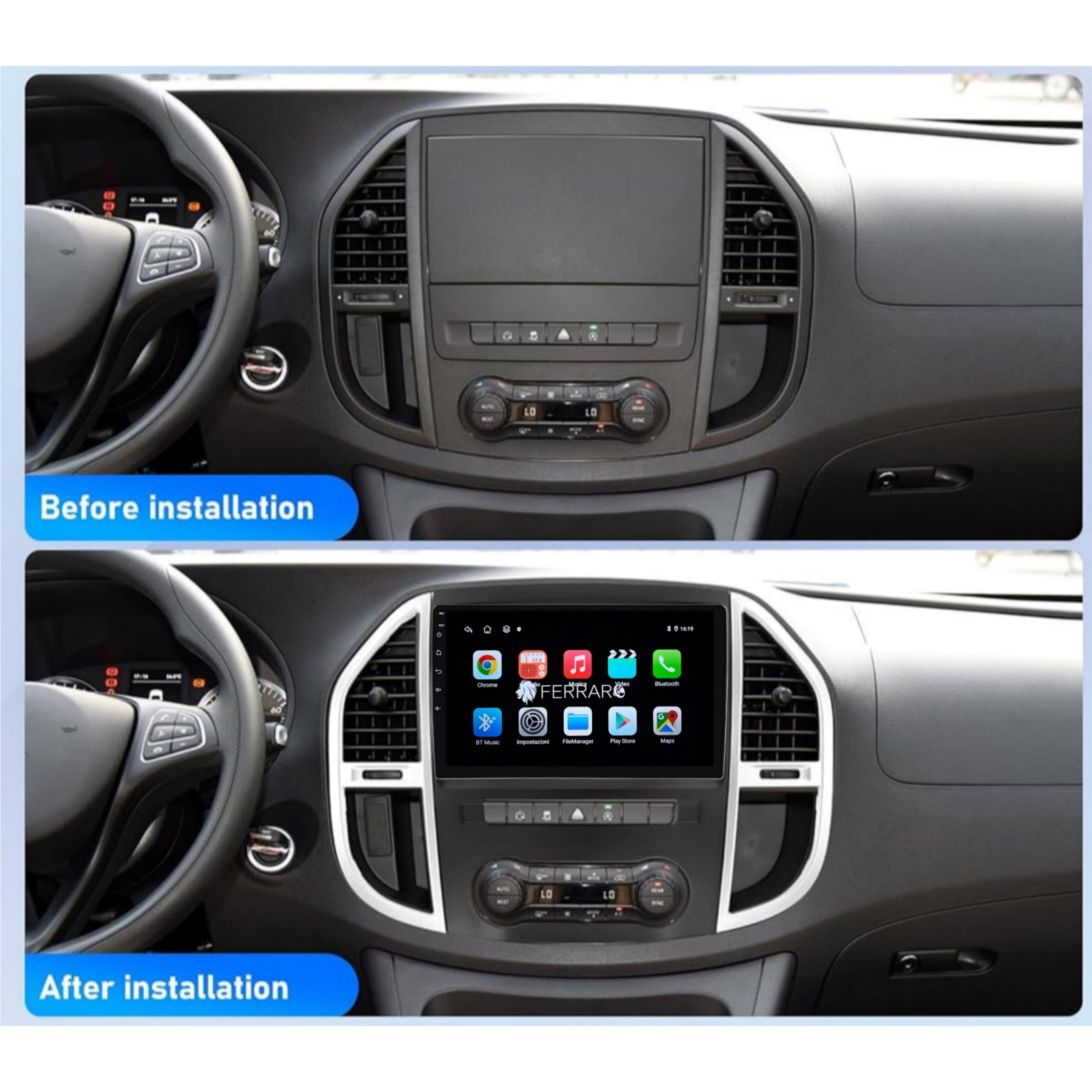 (PRENOTA) Autoradio per Mercedes Vito W447 10.1" (2014-2019) Android, Bluetooth, CarPlay, Android Auto, 2GB/4GB/8GB Ram