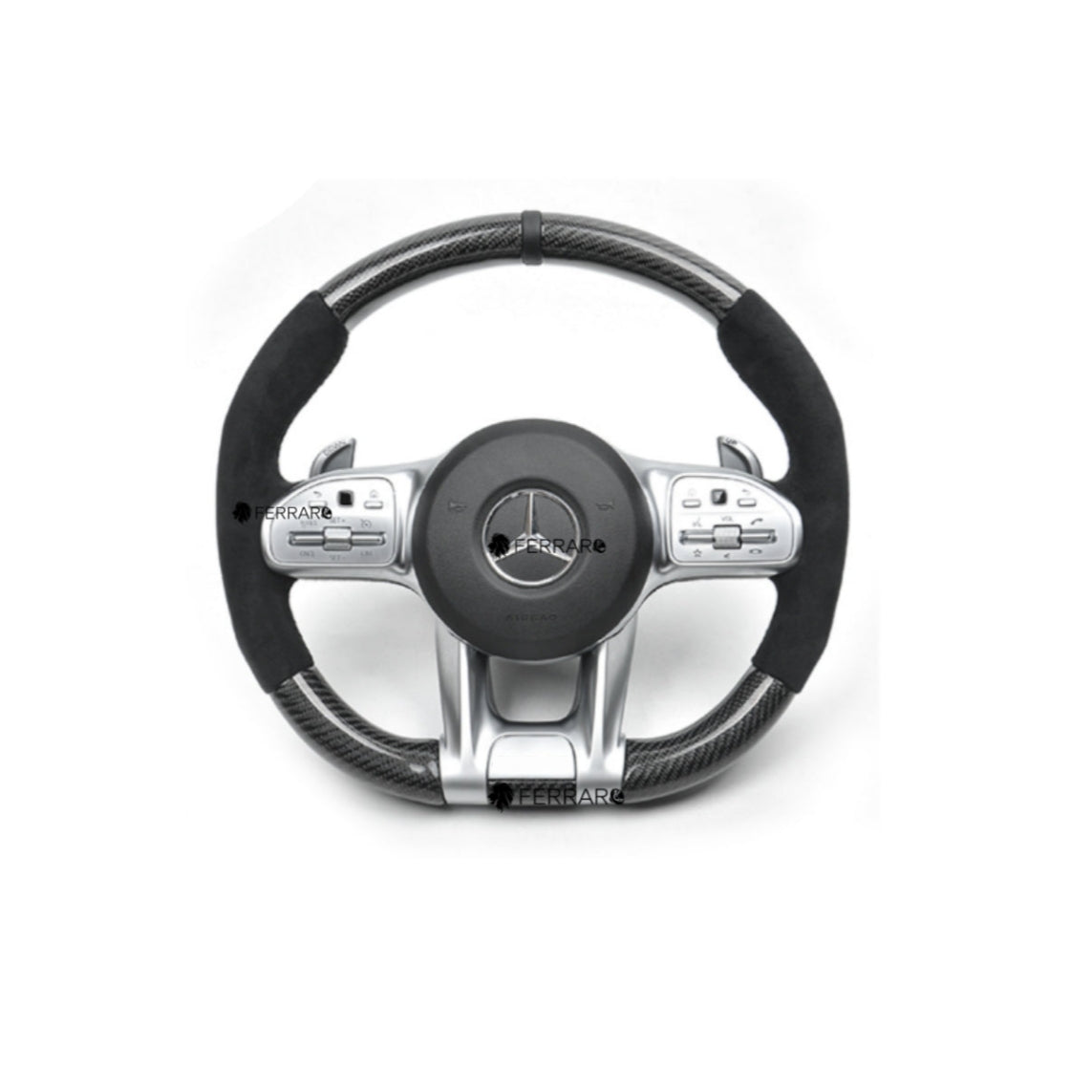 (PRENOTA) Volante per Mercedes, Nero, Logo Argento, Punzonatura, AMG