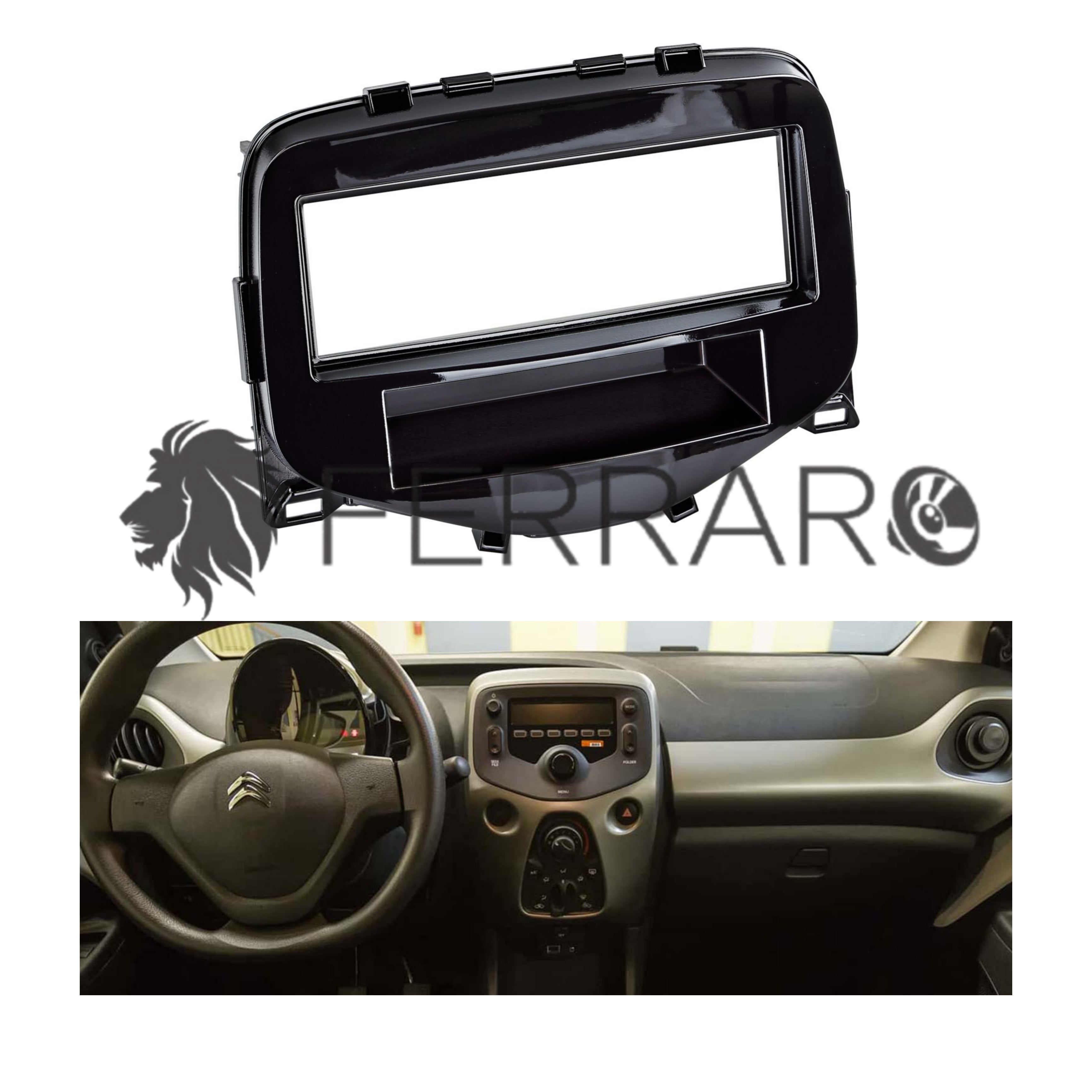 Mascherina 1DIN per Citroen C1, Peugeot 108, Toyota Aygo (2014+)
