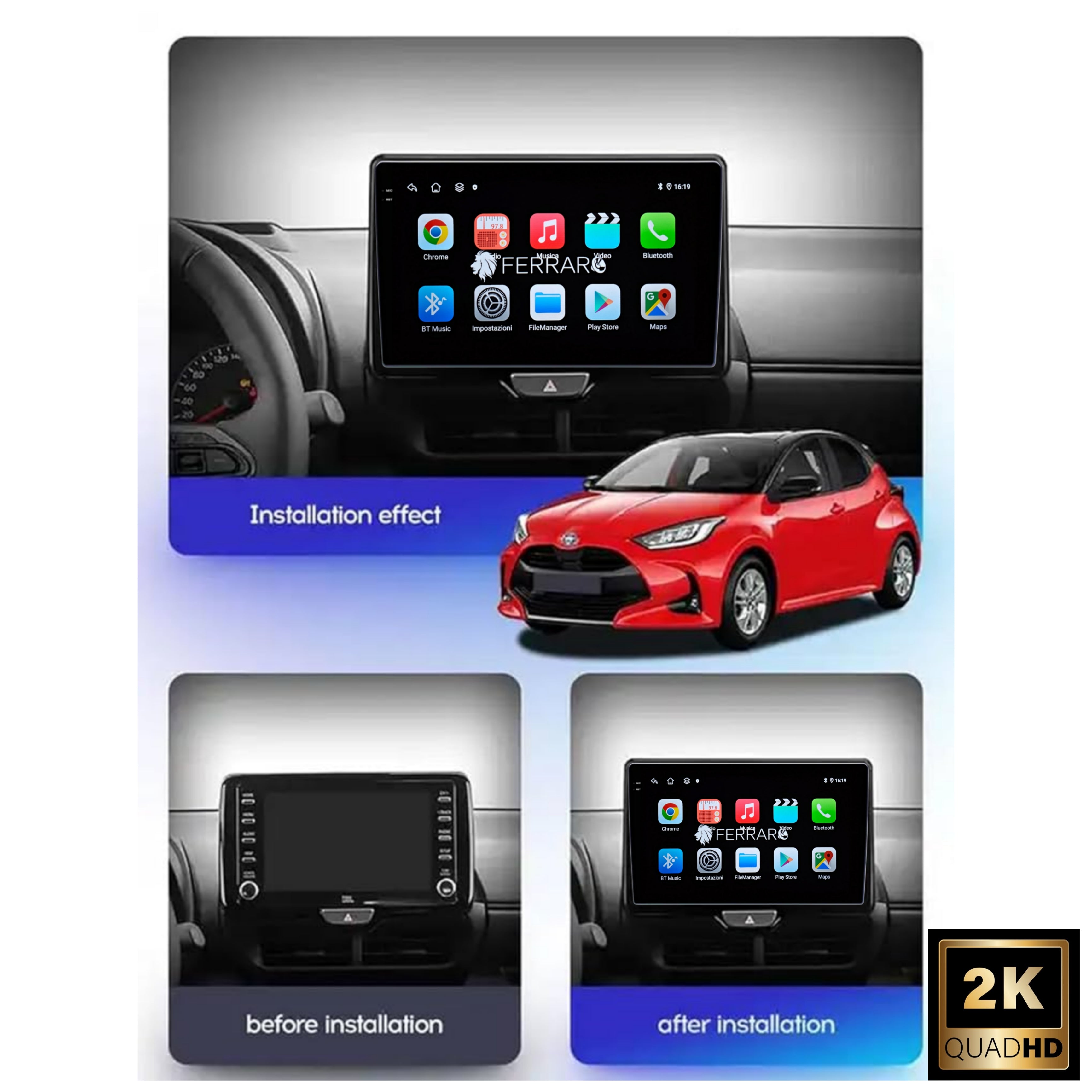 Autoradio per Toyota Yaris, Cross 10.1" 2K (2020-2025) Android, Bluetooth, CarPlay, Android Auto, 4/64GB Ram
