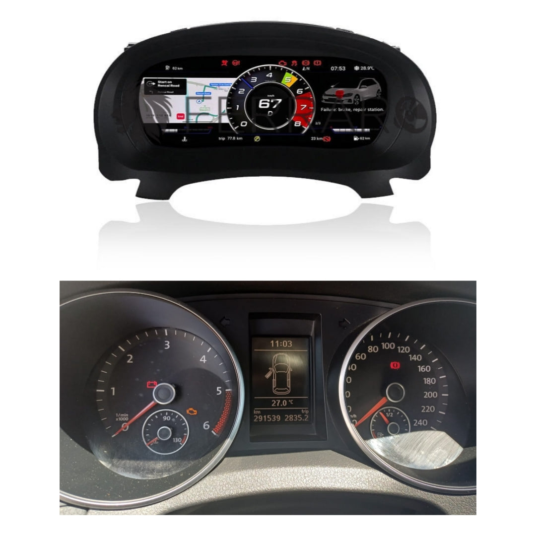 Virtual Cockpit 12.3" per Volkswagen Golf 6ª Serie, HD Ultra, CarPlay e Android Auto