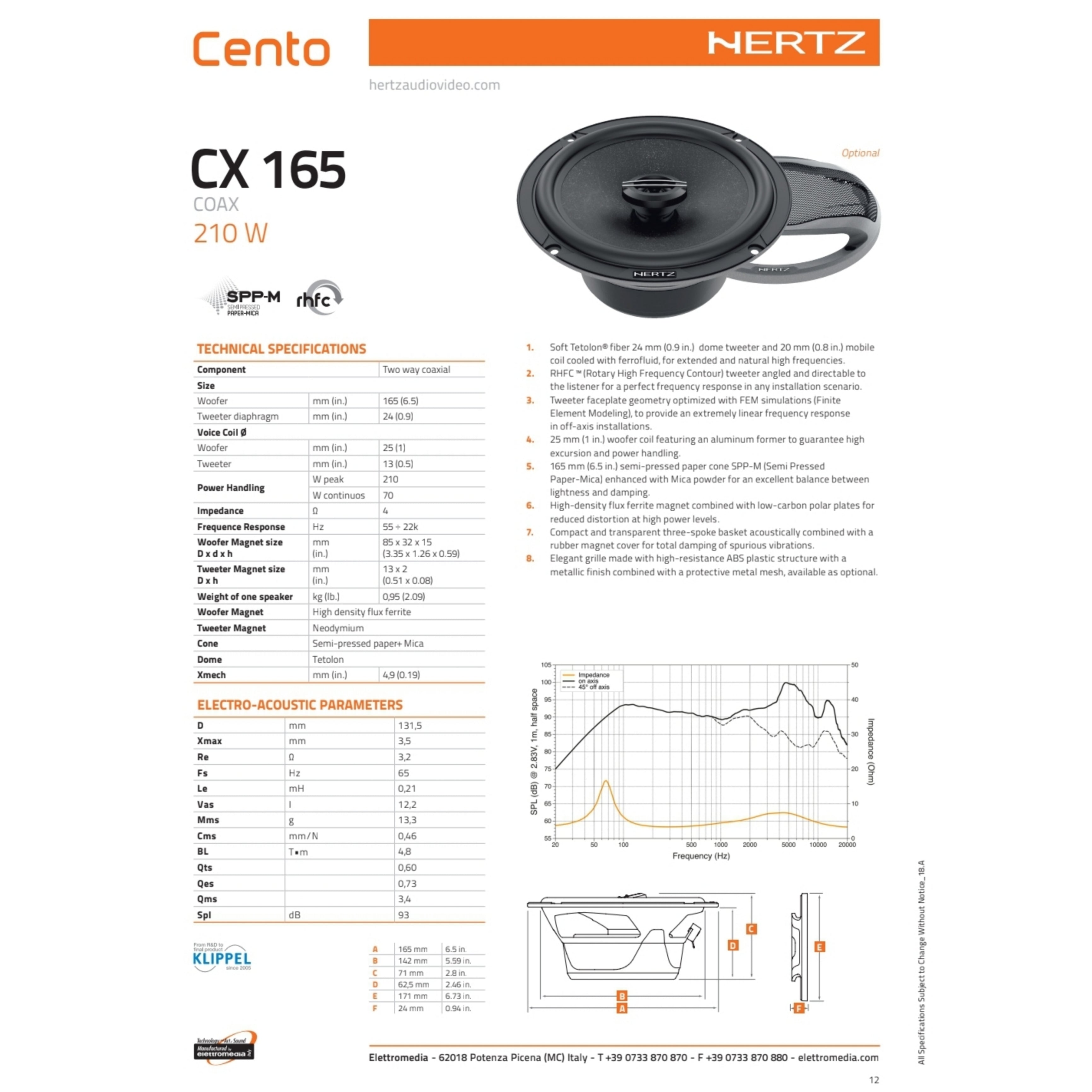 Hertz Kit 6 Casse, CK 165, CX 165 | Ant/Post, Lancia Delta dal 2008>