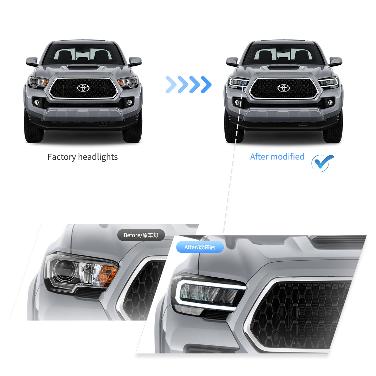 (PRENOTA) Fanali Anteriore Completo per Toyota Tacoma N300 (2016-2023) a LED