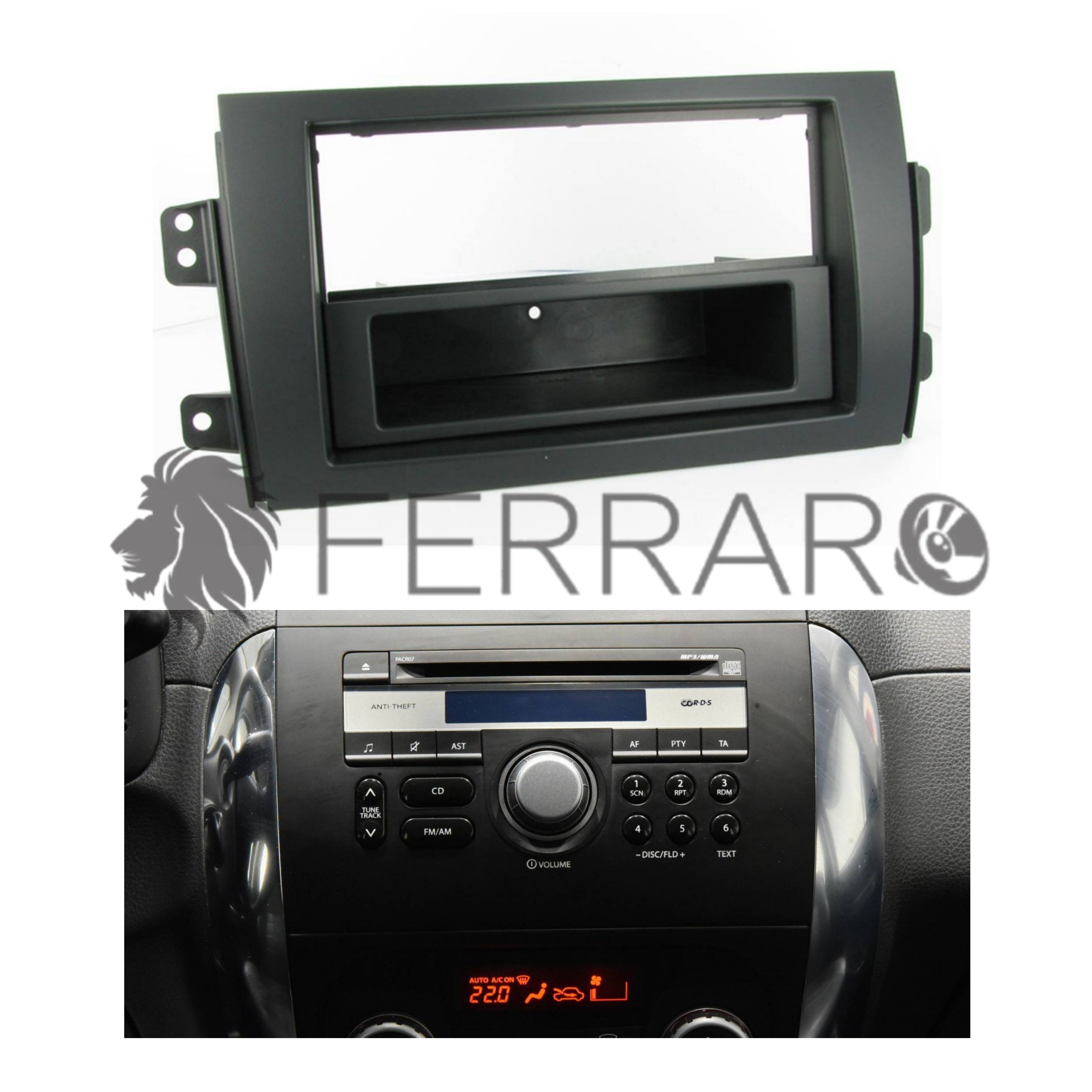Mascherina 1DIN con Cassetto per Fiat Sedici, Suzuki SX-4