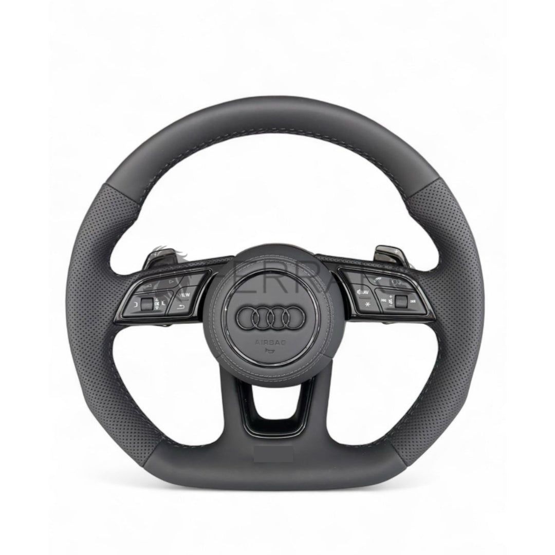 (PRENOTA) Volante per Audi, Pelle Perforata, Palette, Cuciture, RS