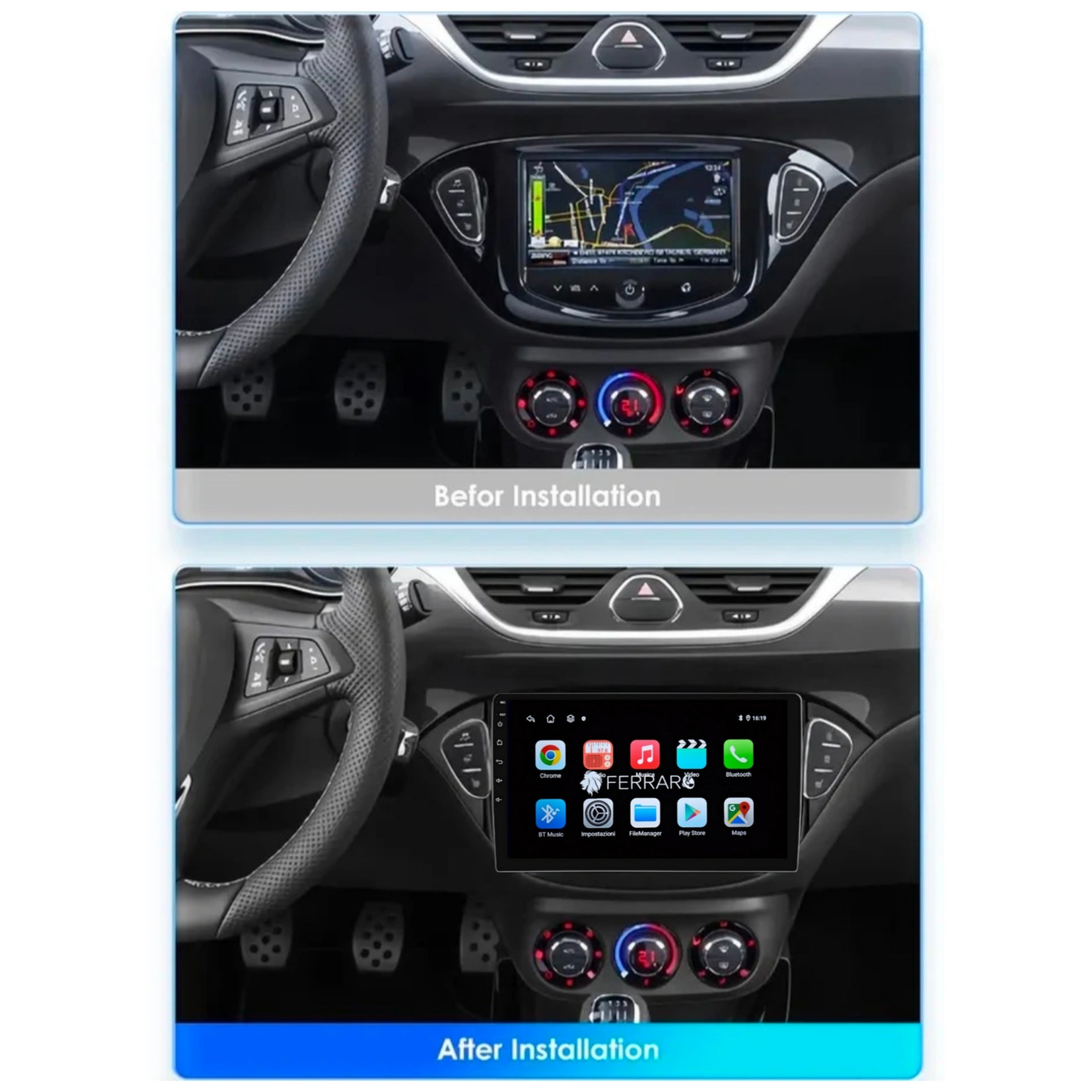 Autoradio per Opel Adam, Corsa E 9" (Dal 2012+) Android, Bluetooth, CarPlay, Android Auto, 2GB/4GB/6GB/8GB Ram