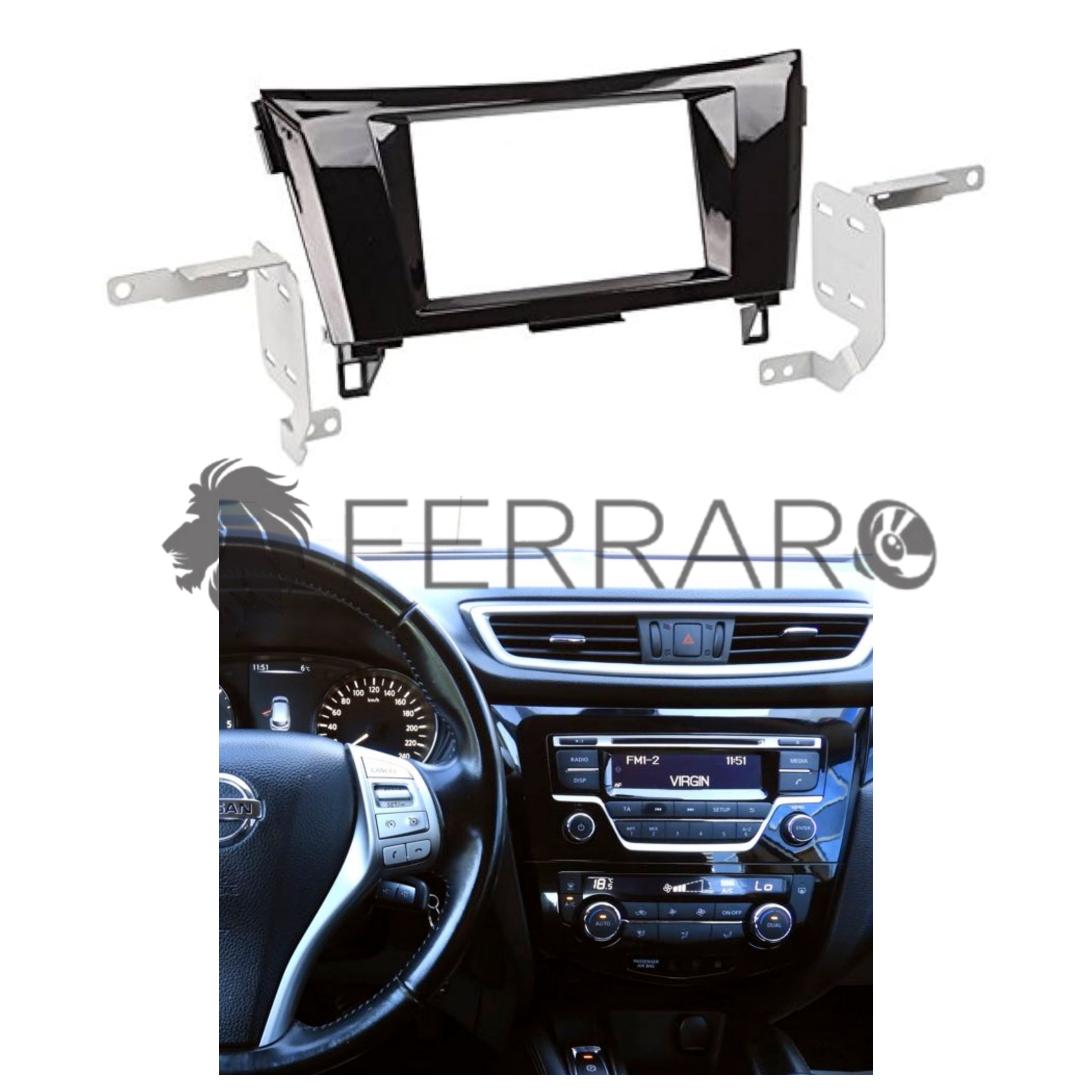 Mascherina Autoradio 2DIN per Nissan Qashqai J11 (2014+)