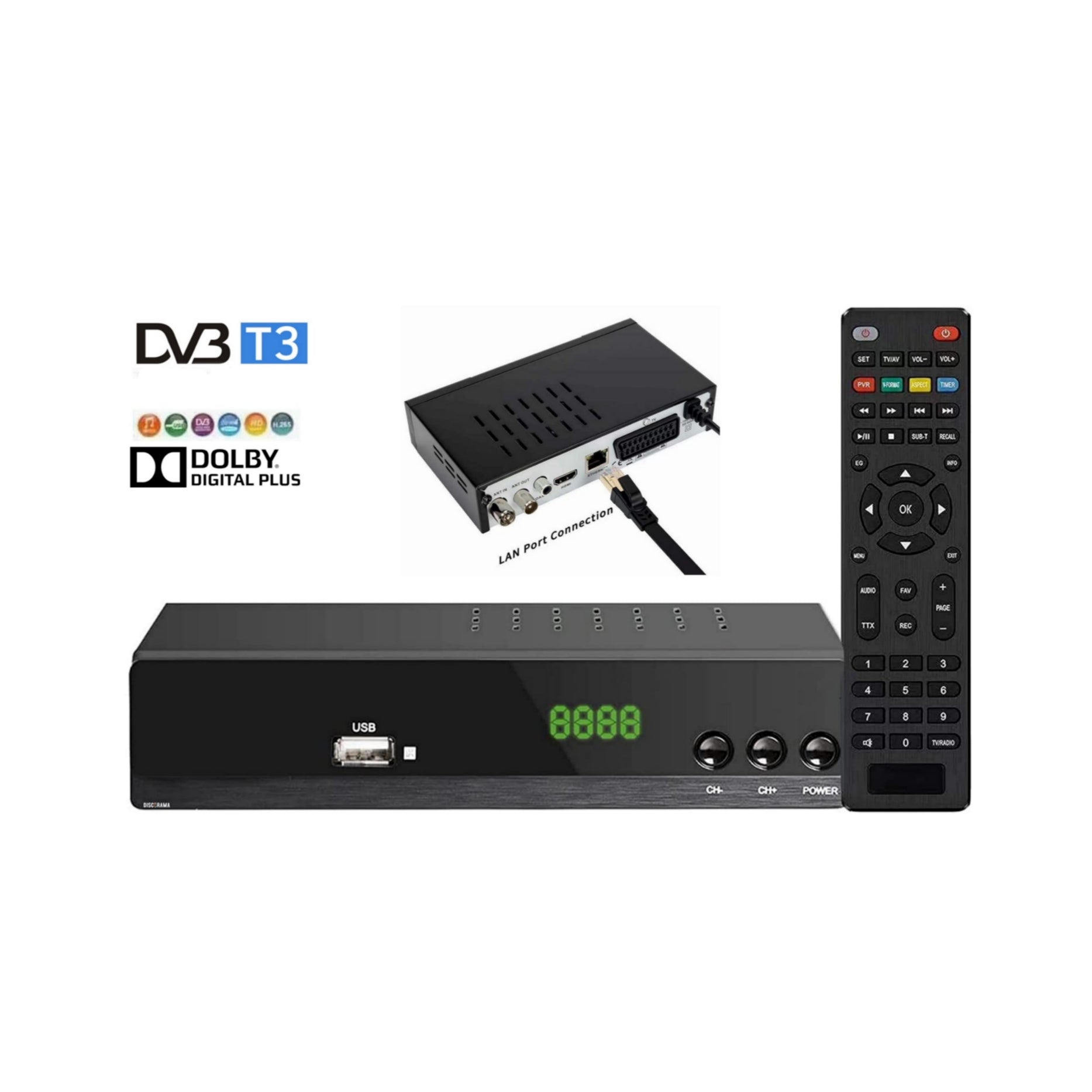 Decoder Digitale Terreste, DVB-T3, Decoder TV, HDMI, 1080p, Accessori, Telecomando