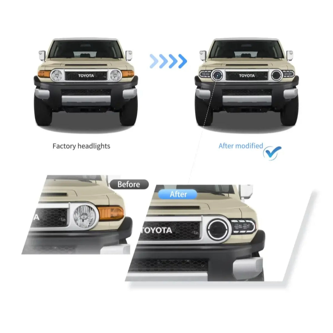 (PRENOTA) Fanali Anteriore Completo per Toyota FJ Cruiser XJ10 (2006-2022) a LED