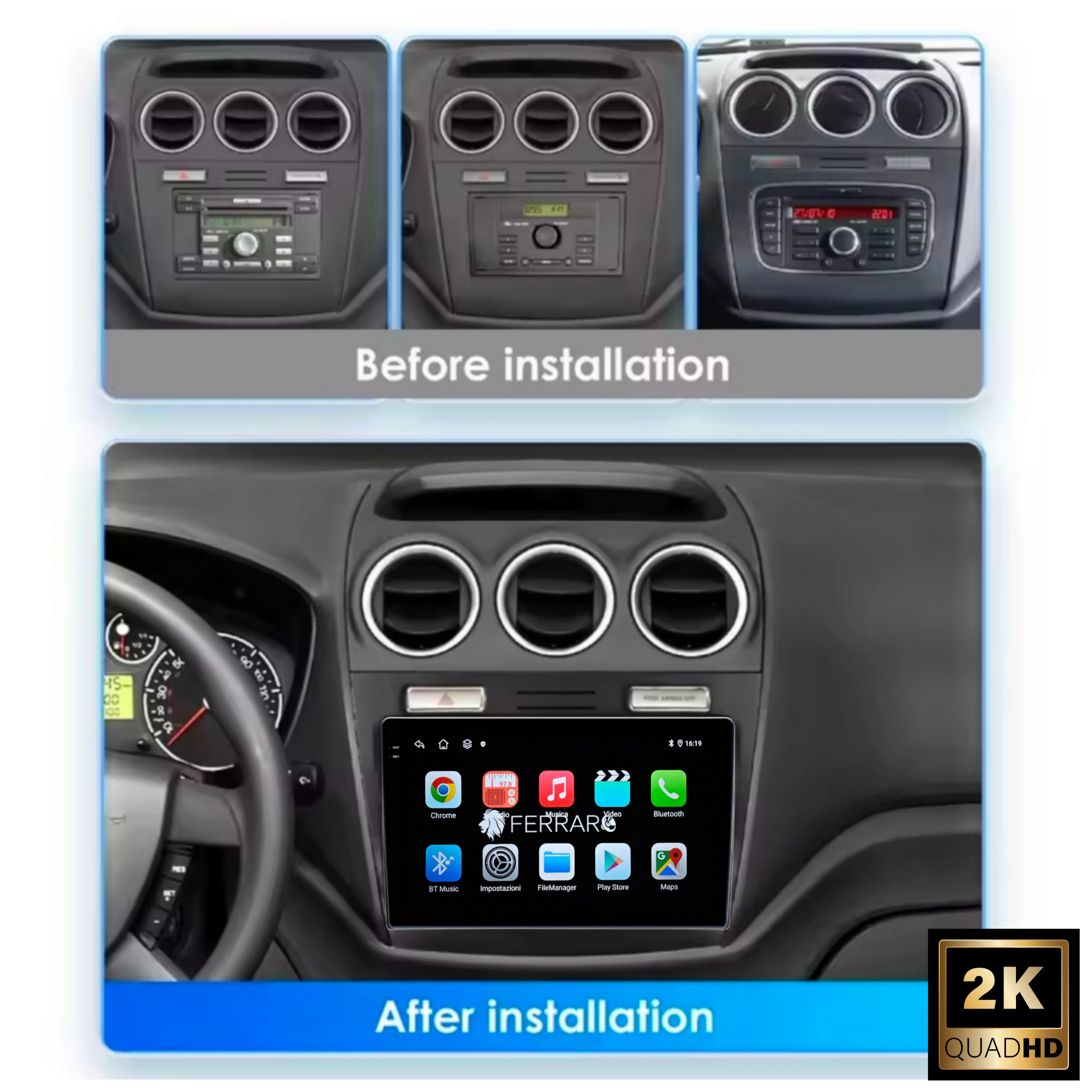 (PRENOTA) Autoradio per Ford Transit MK7 9" 2K (2006-2013) Android, Bluetooth, CarPlay, Android Auto, 12/256GB Ram