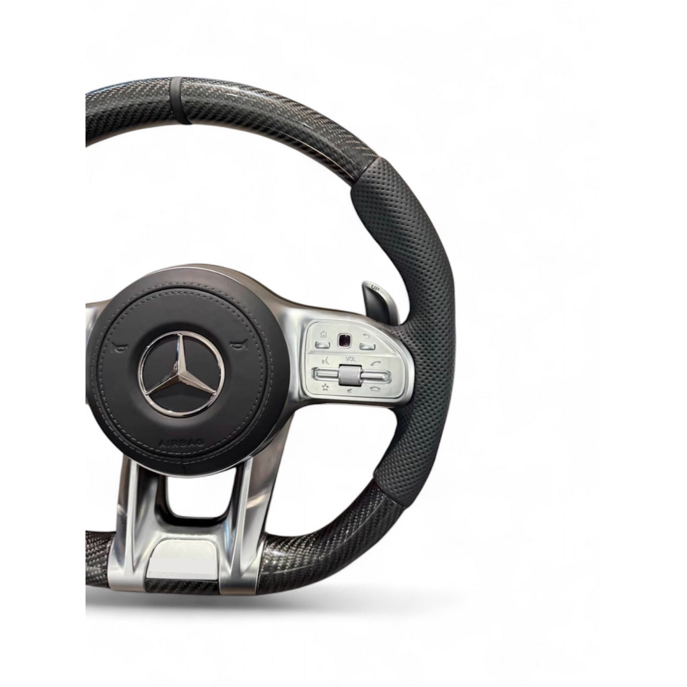 (PRENOTA) Volante per Mercedes, Etichetta Nera, Carbonio, Filo Nero, AMG