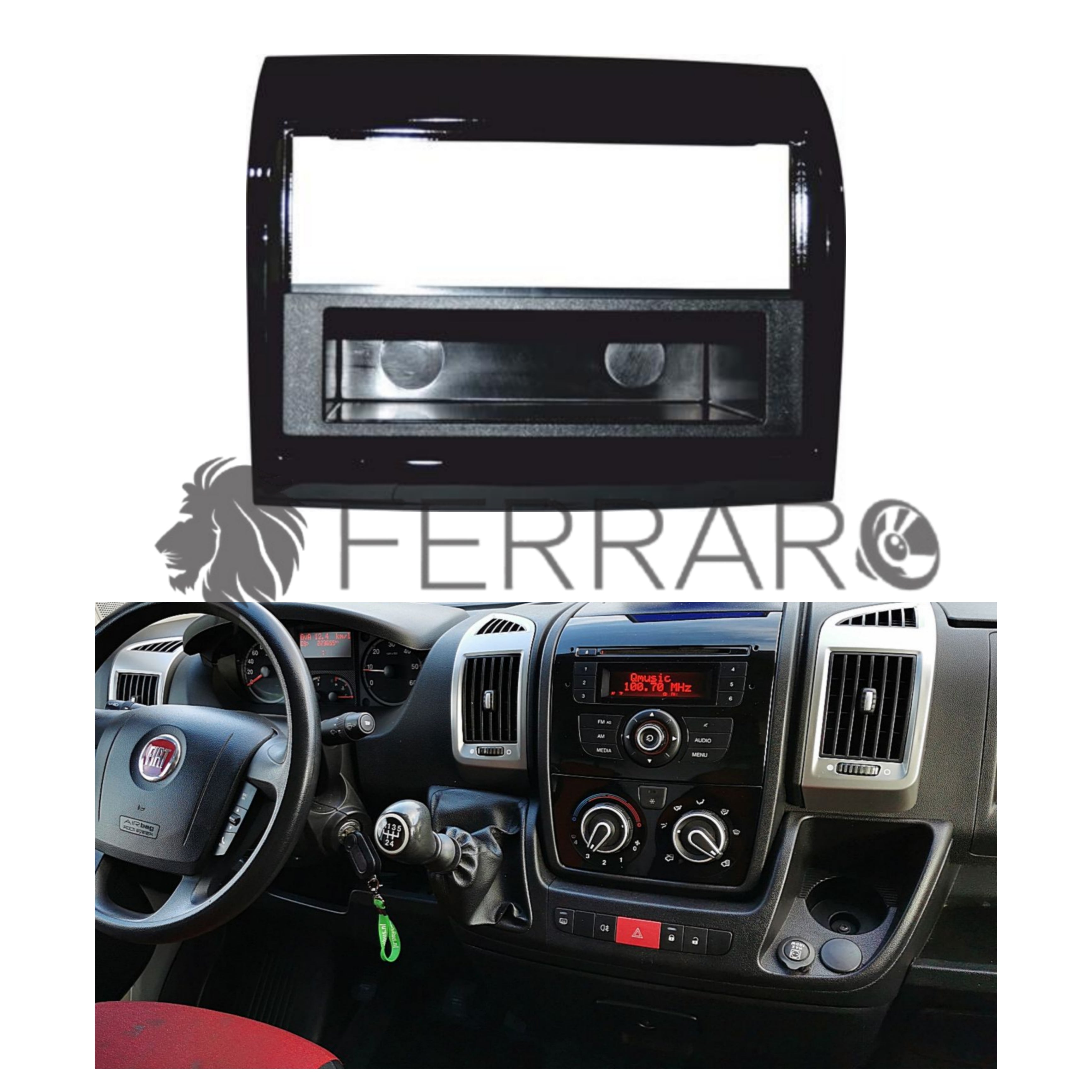 Mascherina 1DIN con Cassetto per Fiat Ducato, Citroen Jumper, Peugeot Boxer (2011-2015)